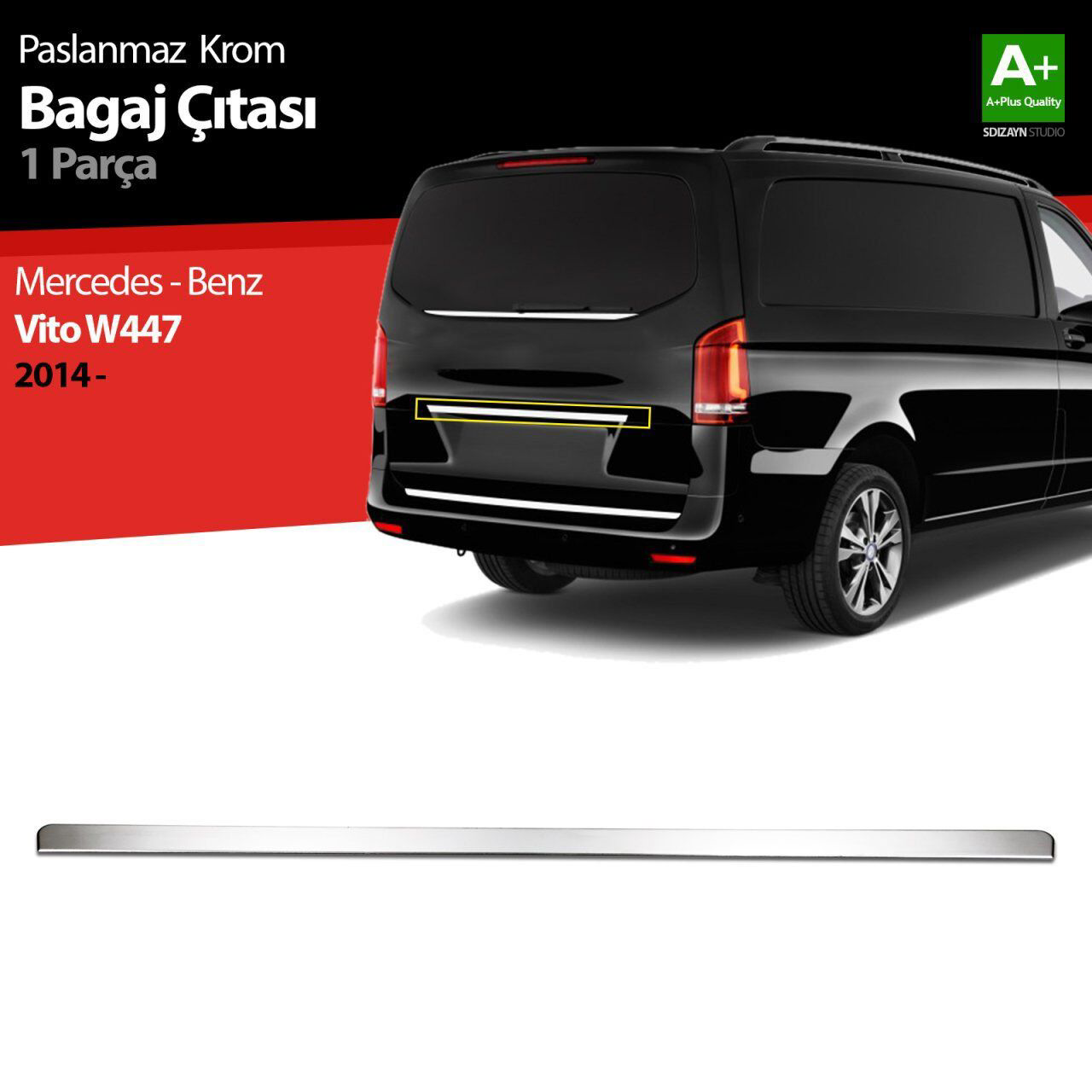 Mercedes Vito Uyumlu W447 Krom Bagaj Çıtası 2014 Üzeri Mercedes Vito Uyumlu W447 Krom Bagaj Çıtası 2014 Üzeri