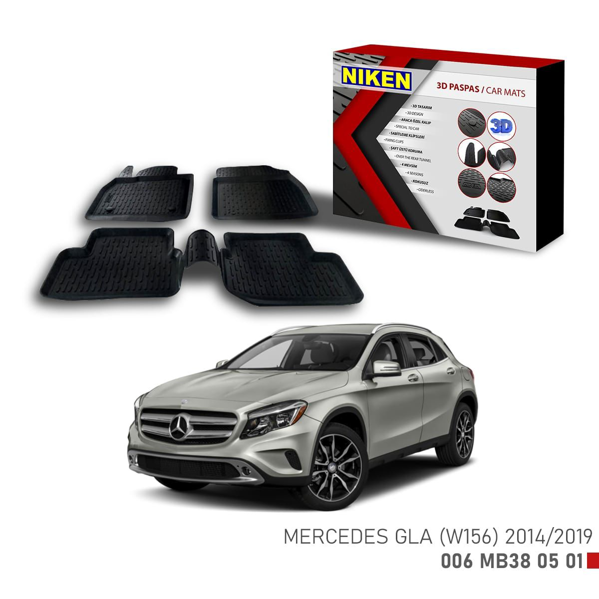 Mercedes (W 156) için Uyumlu Gla 2014-2019 3D Paspas