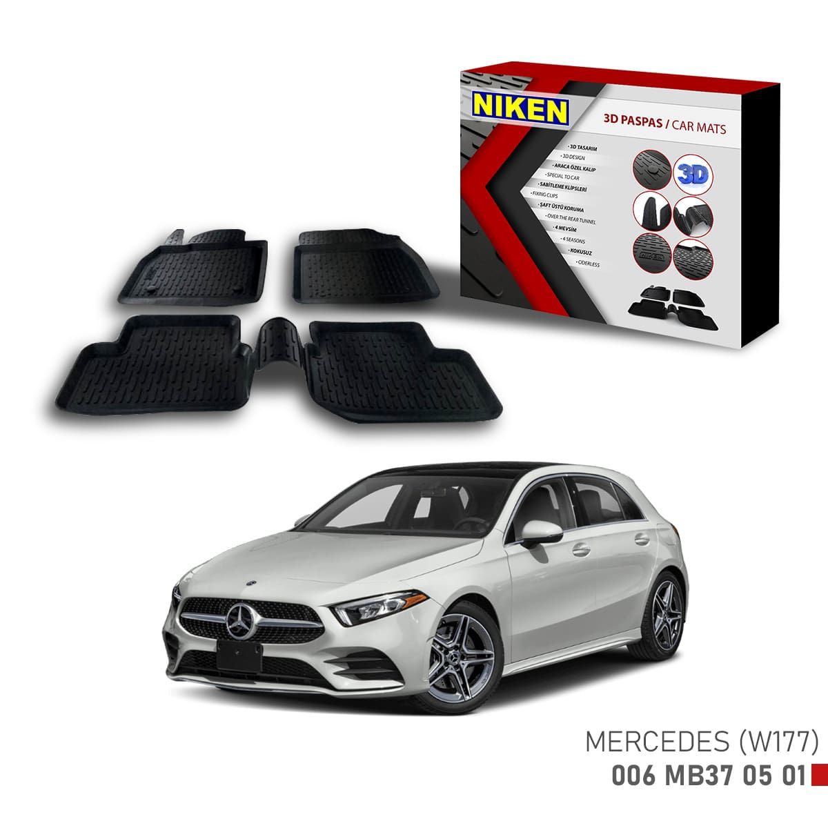 Mercedes (W 177) için Uyumlu A Class -2019 3D Paspas