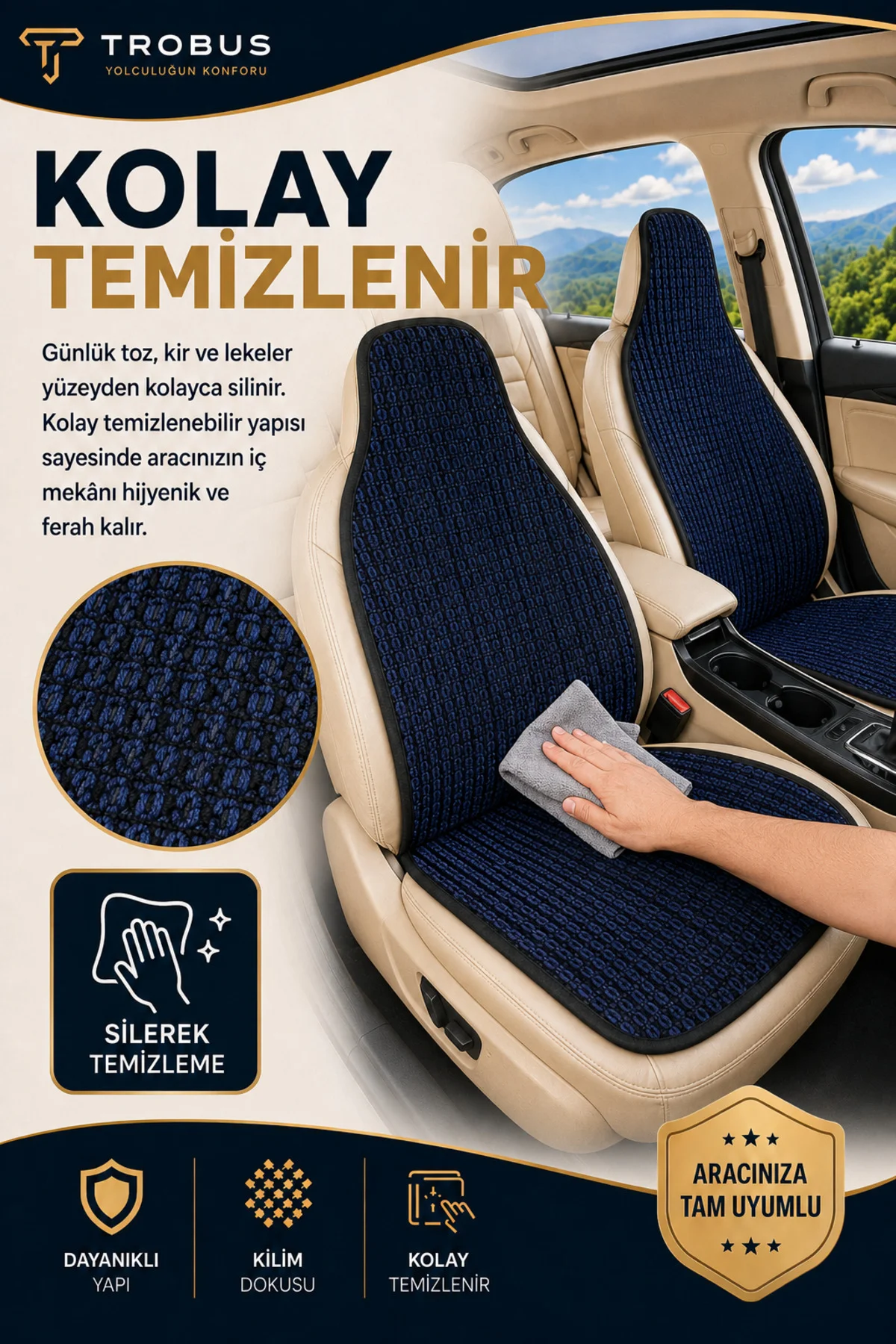 Mercedes W-210 1995-2002 Uyumlu Örme Ön 2 Parça Oto Koltuk Minderi Terletmez Lacivert - Siyah Fiyatı, Yorumları ve Özellikleri
