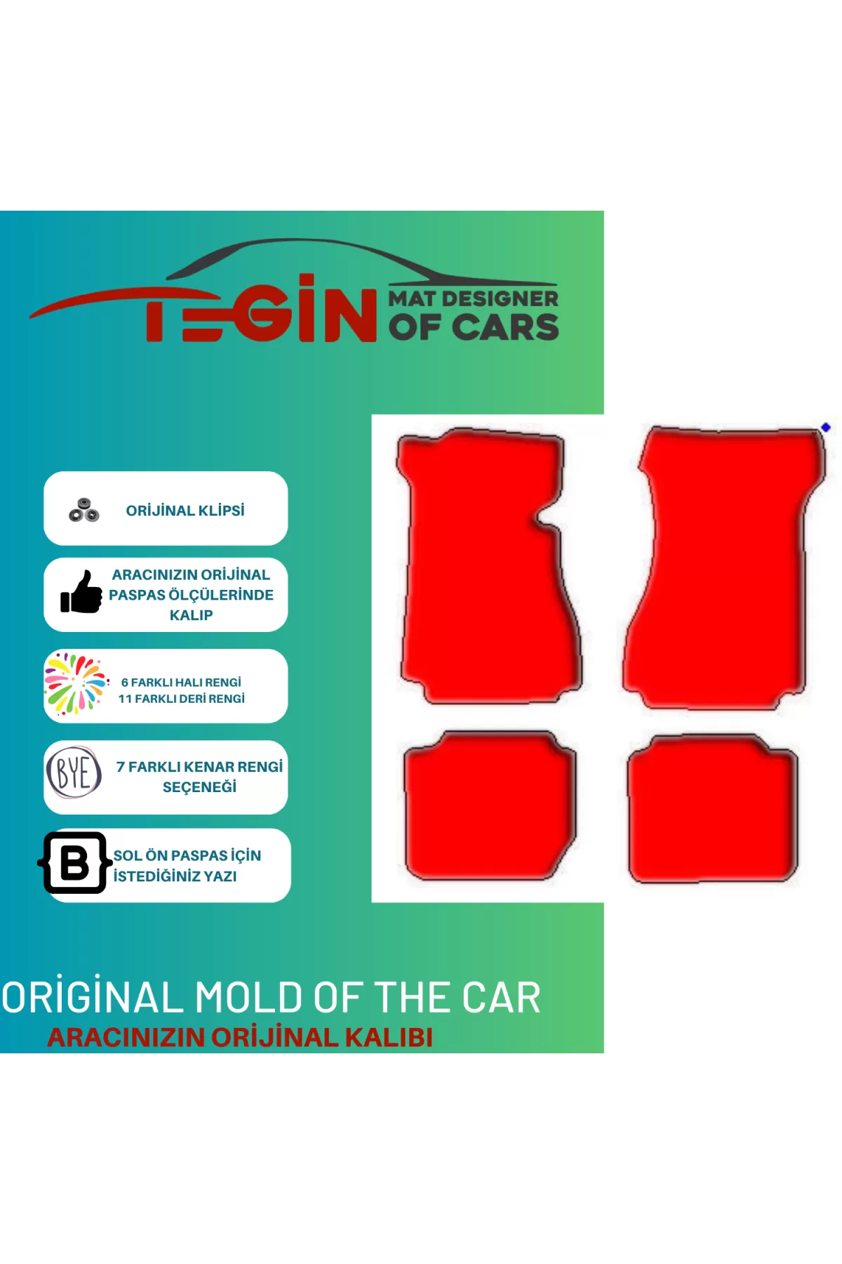 Mercedes W114-w115 1968-1976 Prime Siyah Halı Beyaz Kenar Halı Pa