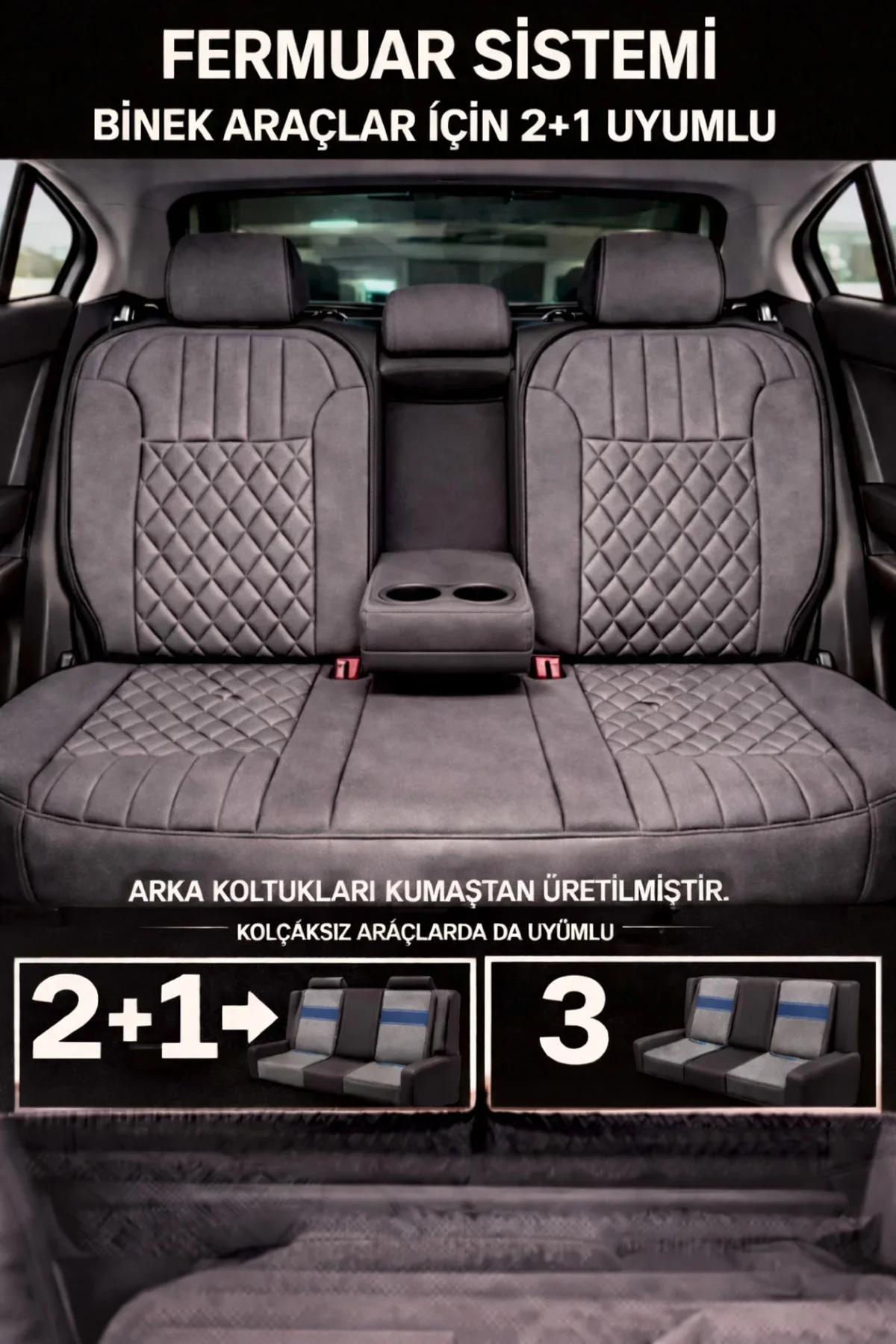 Mercedes W210 1995-2002 Zerafet 5 Parça Ortopedik Minder Kaymaz Taban Gri - Görsel 4
