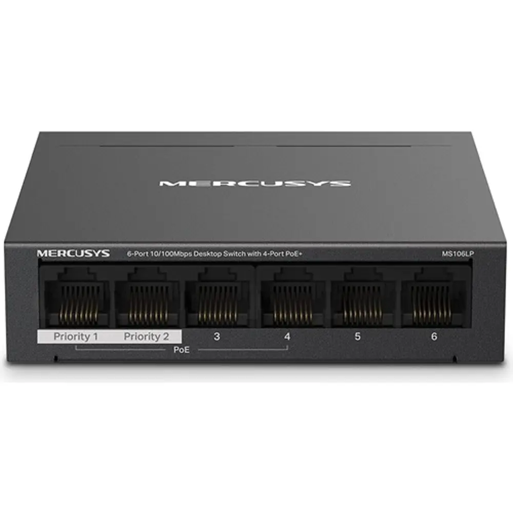MERCUSYS MS106LP 6 Port Mbit 4 Port Poe+ 40W 2xMbit Uplink Deskto