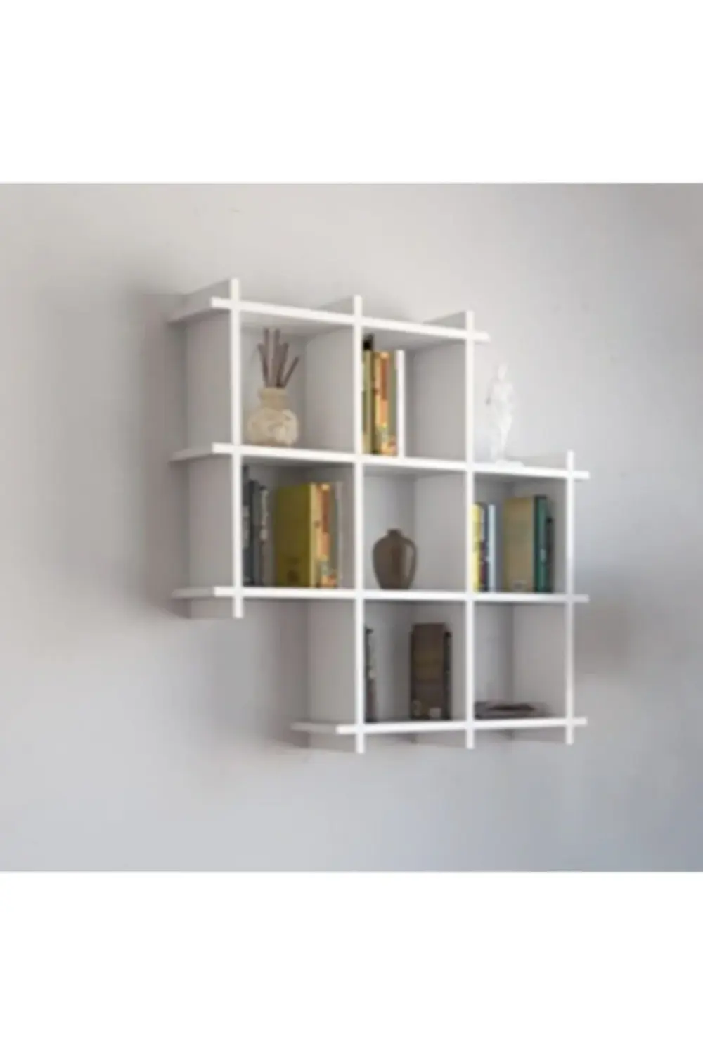 Merdiven Kitaplık Dekoratif Duvar Rafı