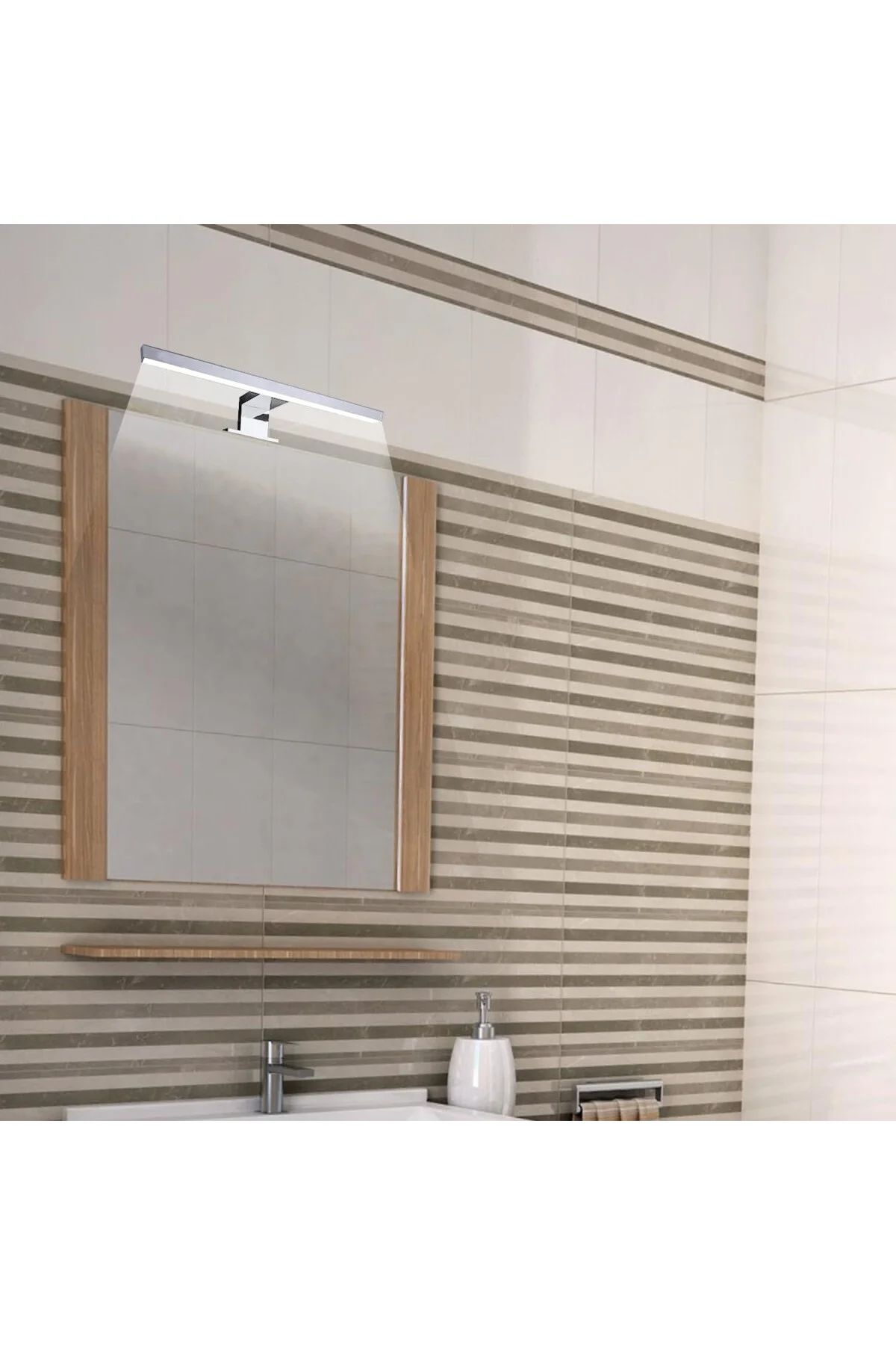 Meriç Dekoratif Led Banyo Aplik 30cm Krom (6500K Beyaz Işık, 30 C