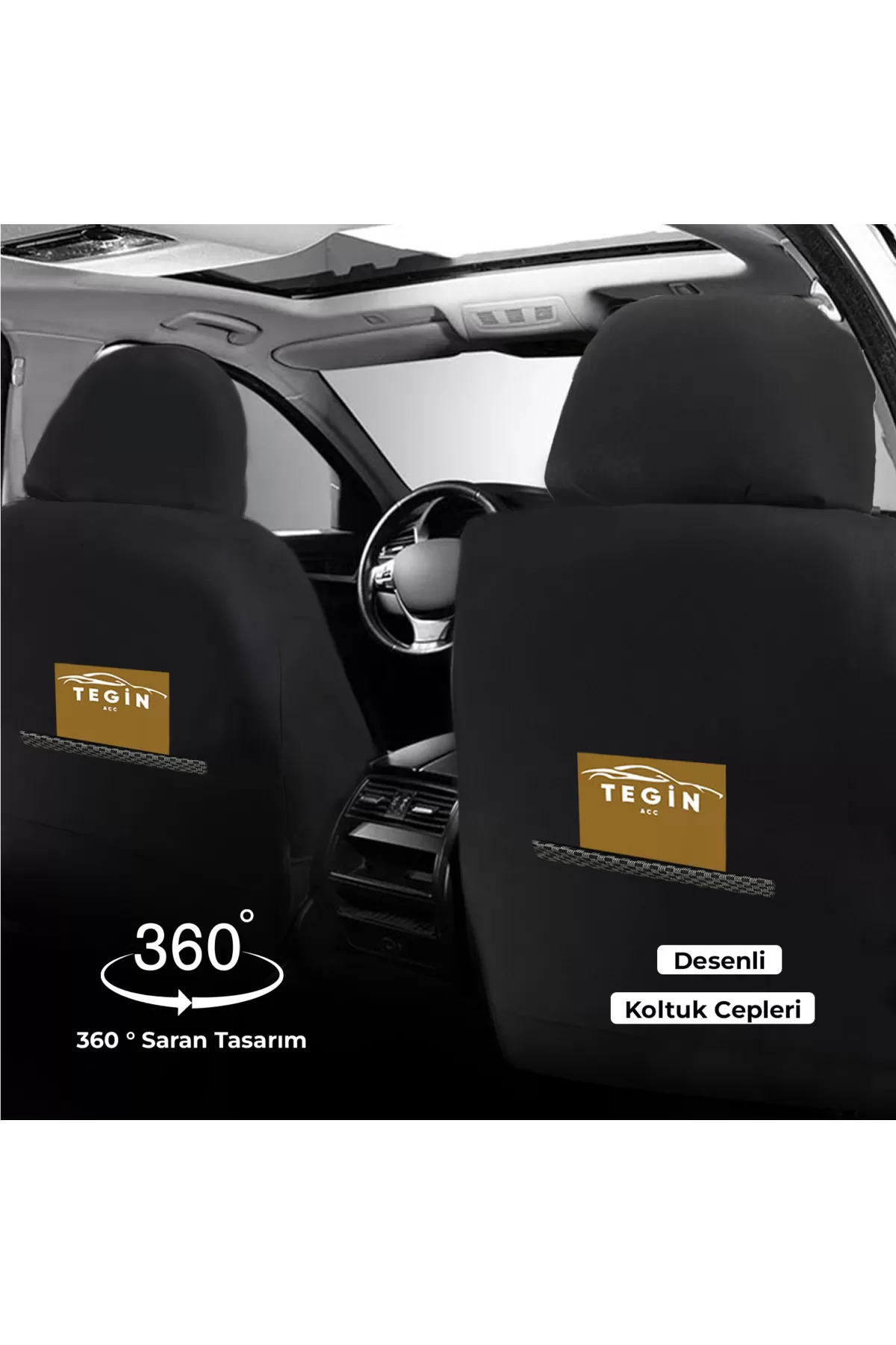 Merkür Serisi Siyah Pamuklu Kumaş Koltuk Kılıfı Siyah Mavi Ticari