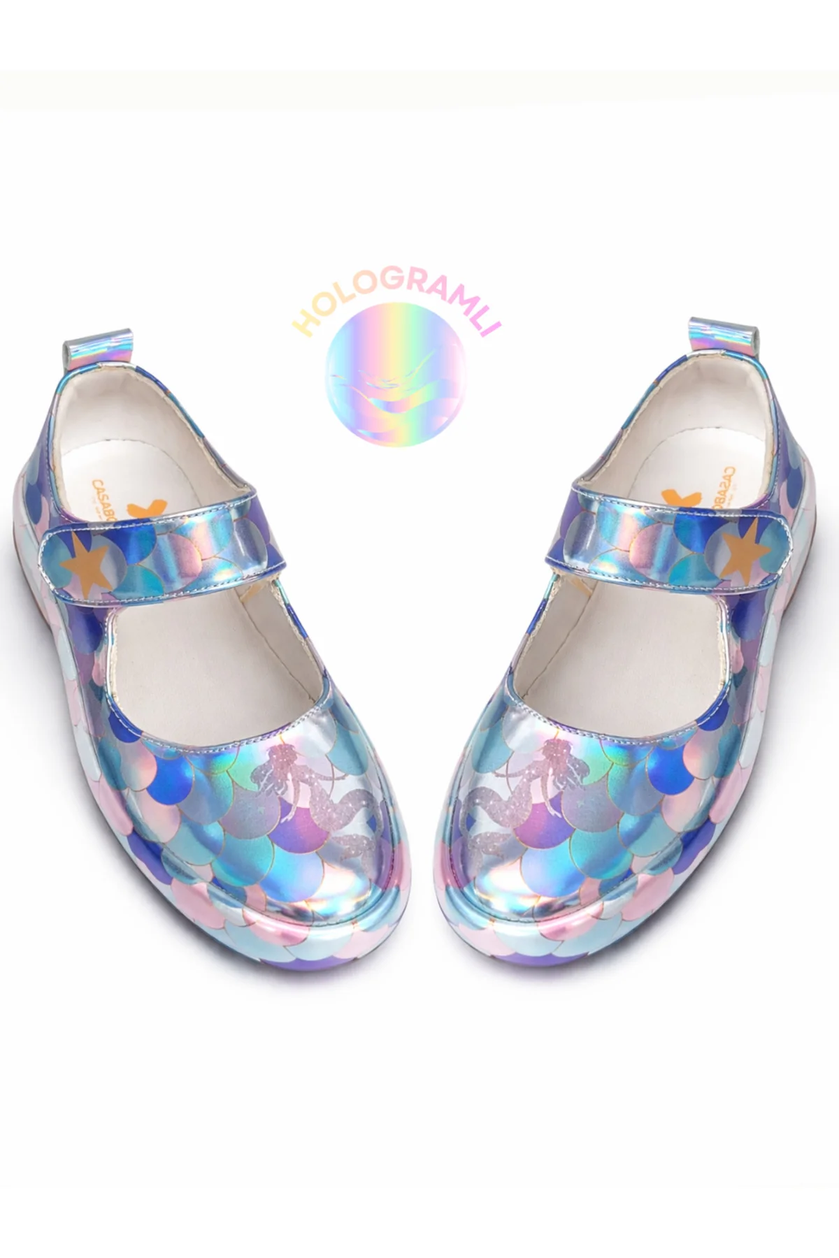 Mermaid Hologram Gri Kız Çocuk Babet- Sneaker