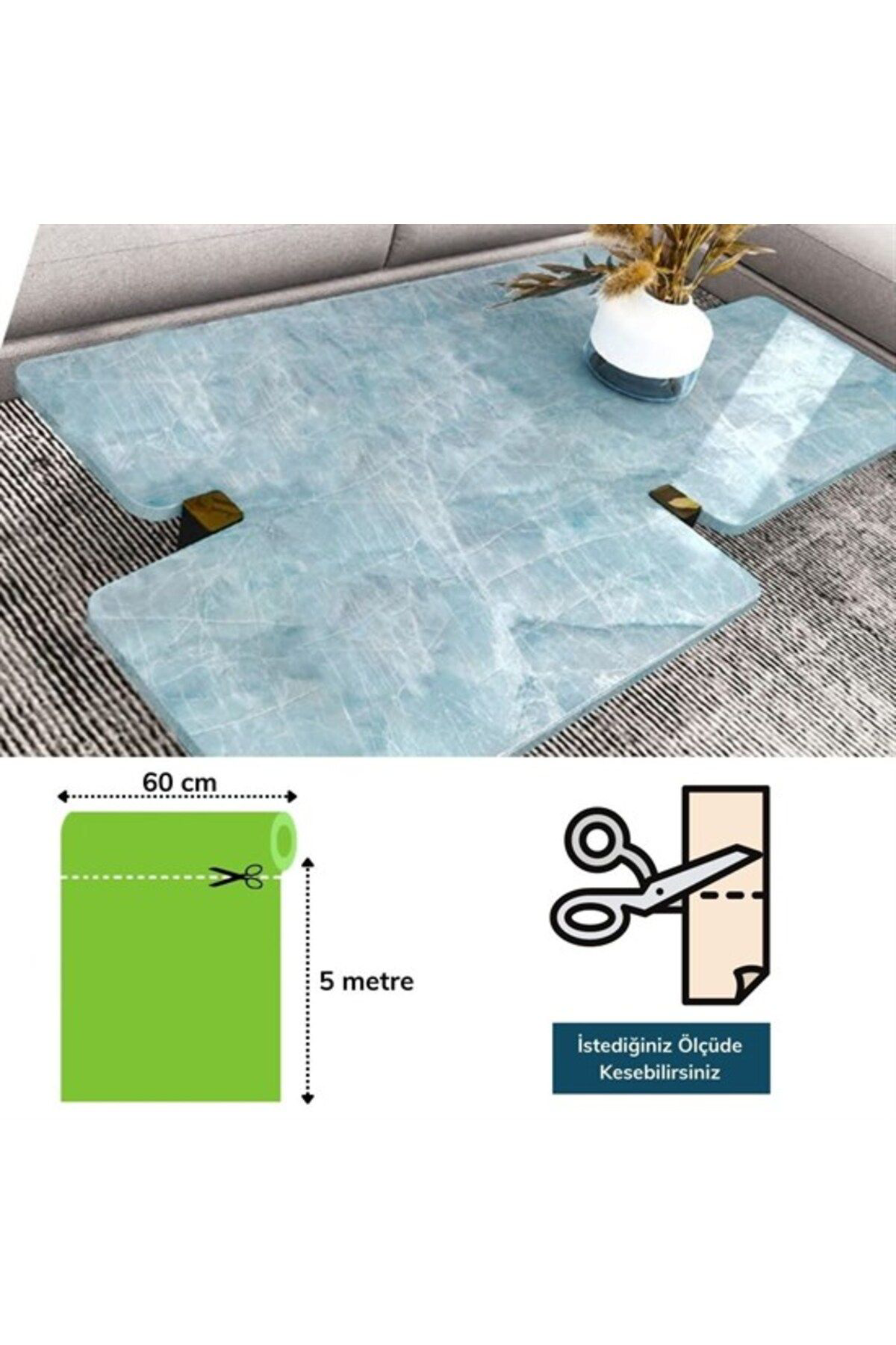 Ok Aksesuar Mermer Desenli Masa Tezgah Mutfak Su Geçirmez Yapışkanlı Folyo St