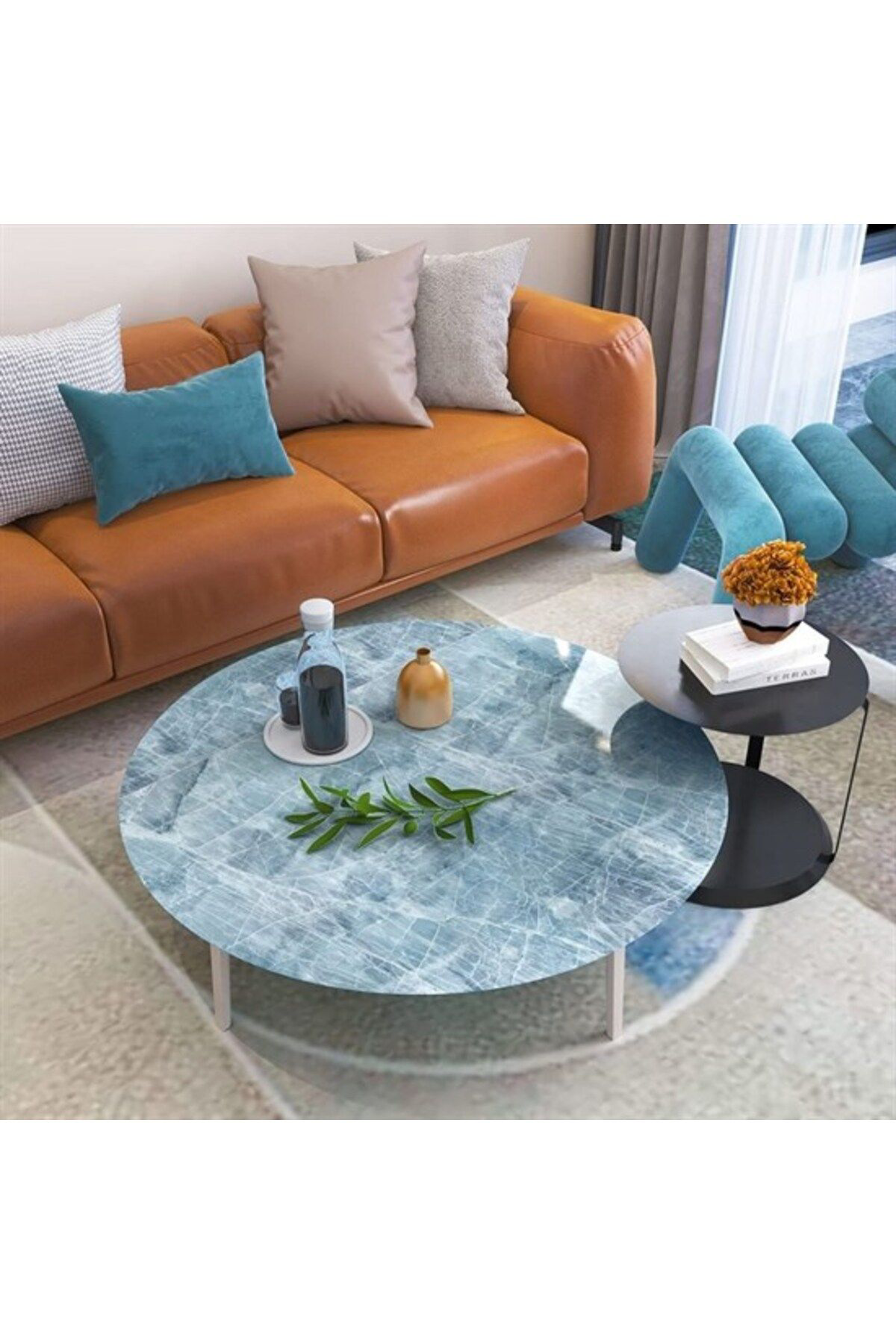 Ok Aksesuar Mermer Desenli Masa Tezgah Mutfak Su Geçirmez Yapışkanlı Folyo St