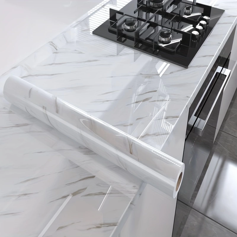 Mermer Desenli Mutfak Duvar Kağıdı Sticker - 5mx60cm Su Geçirmez,