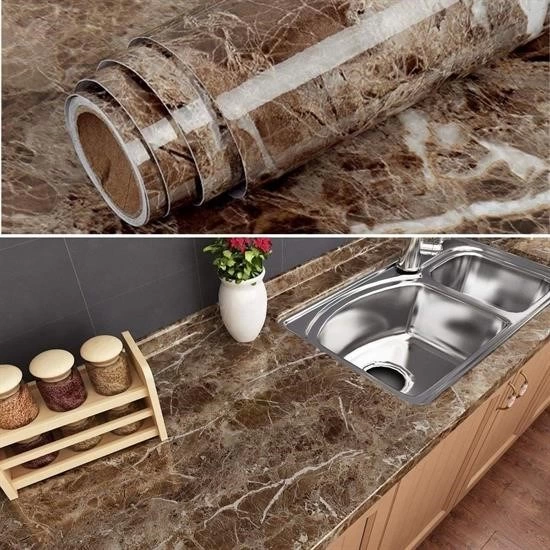 Mermer Desenli Masa Tezgah Mutfak Su Geçirmez Yapışkanlı Folyo St