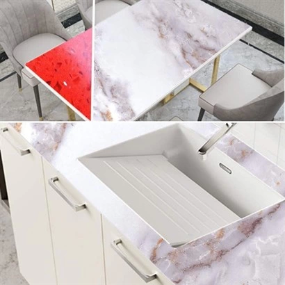 Mermer Desenli Masa Tezgah Mutfak Su Geçirmez Yapışkanlı Folyo St