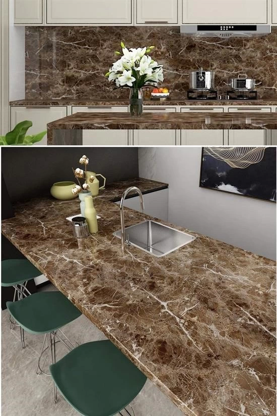 Mermer Desenli Masa Tezgah Mutfak Su Geçirmez Yapışkanlı Folyo St