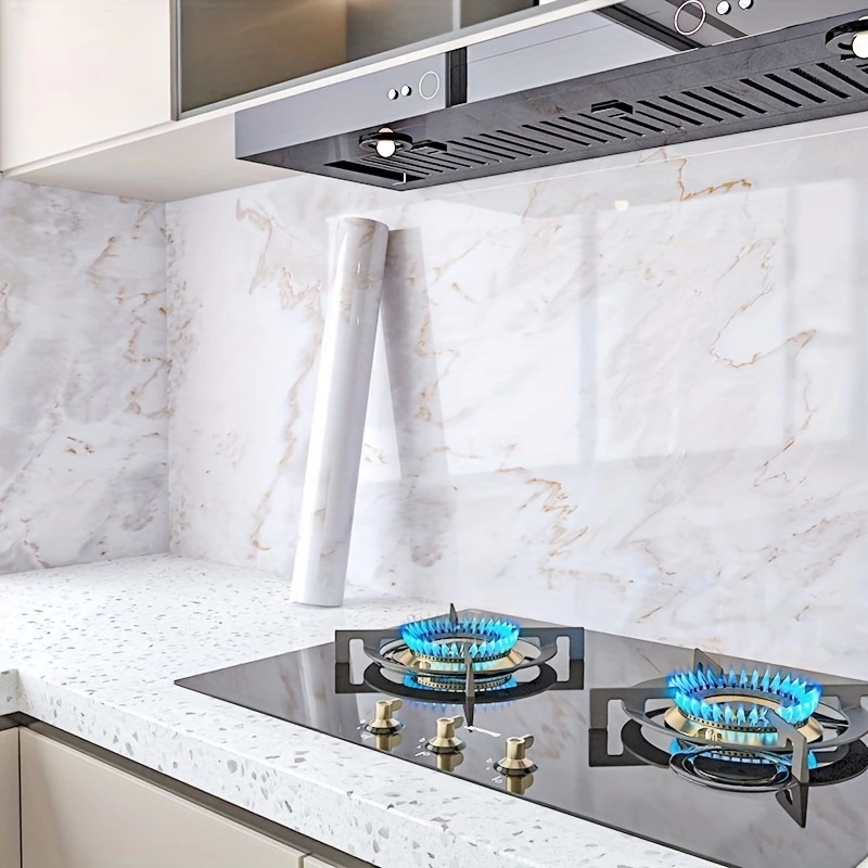 Mermer Desenli Mutfak Duvar Kağıdı Sticker - 5mx60cm Su Geçirmez,