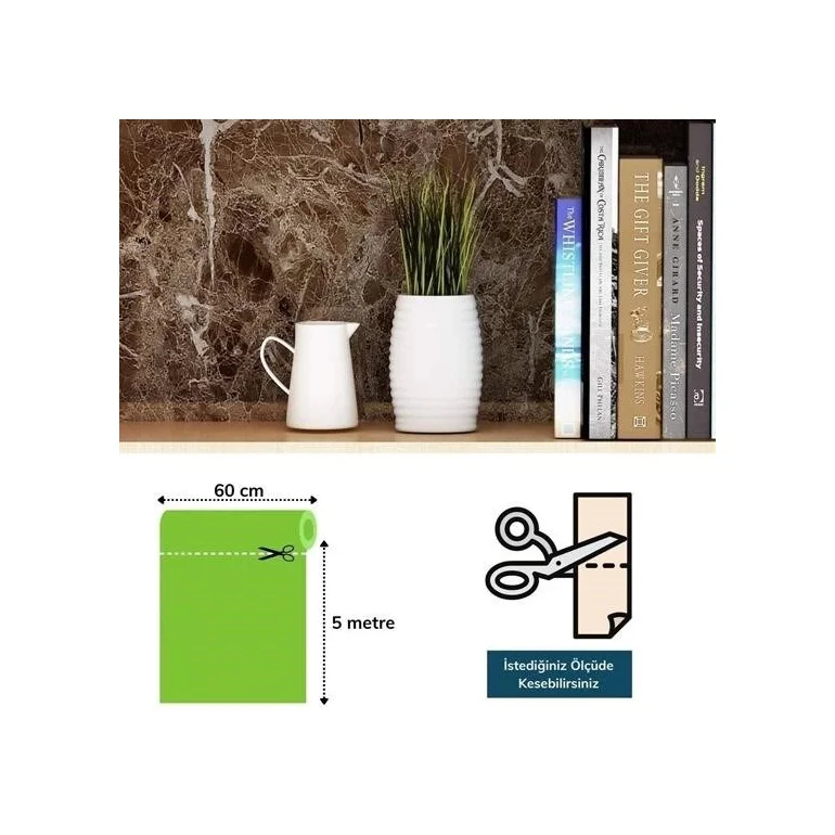 Mermer Desenli Masa Tezgah Mutfak Su Geçirmez Yapışkanlı Folyo Sticker Kahverengi 5x0,6m Lisinya Diğer Mermer Desenli Masa Tezgah Mutfak Su Geçirmez Yapışkanlı Folyo Sticker Kahverengi 5x0,6m Lisinya Diğer