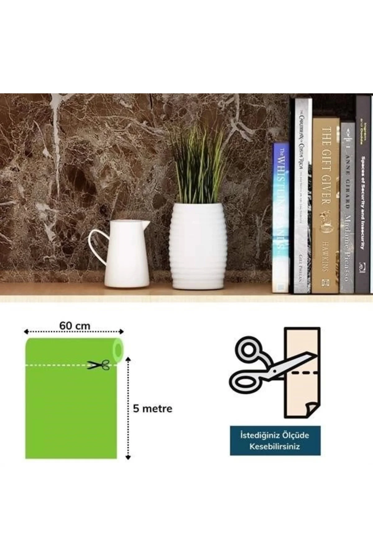 Mermer Desenli Masa Tezgah Mutfak Su Geçirmez Yapışkanlı Folyo St