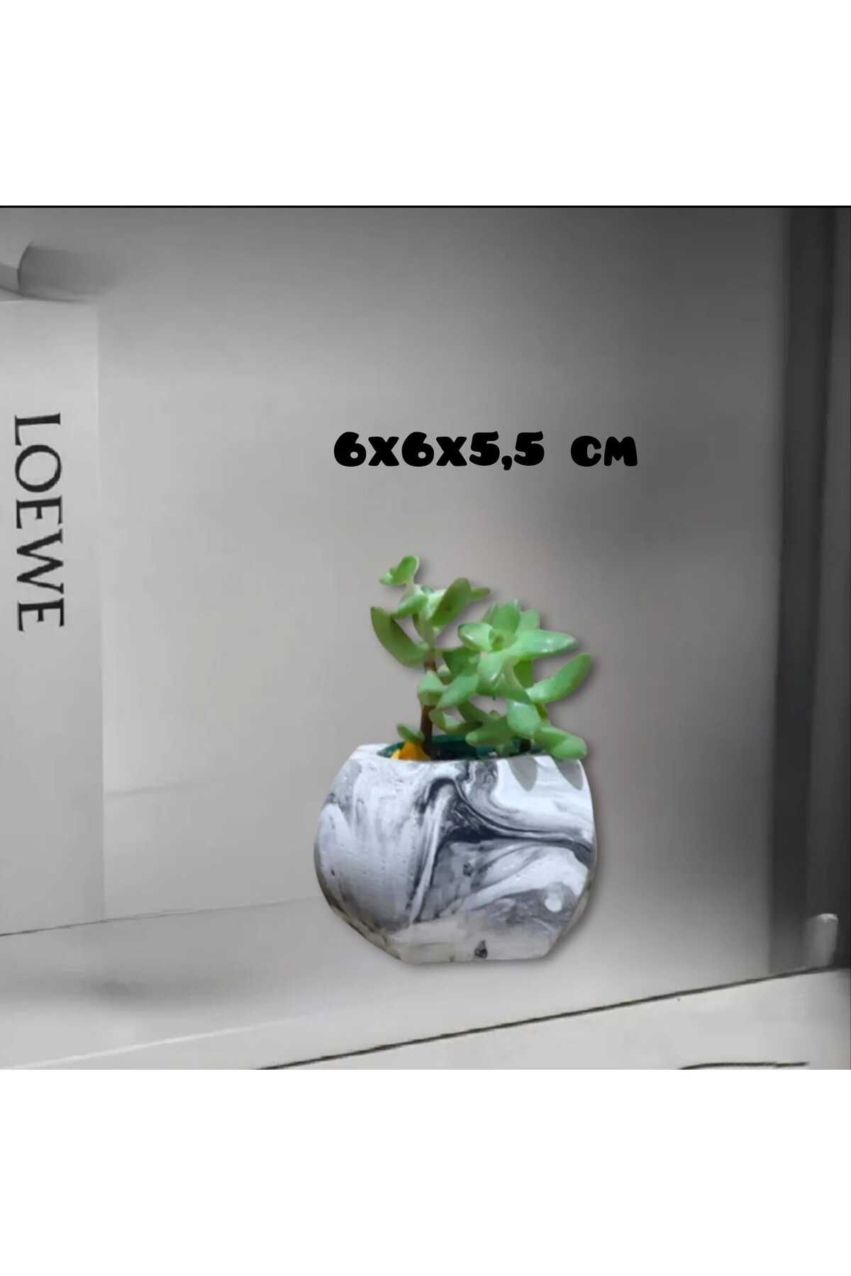 Dodemert Home Mermer Görünümlü Oval Beton Saksı & Mumluk