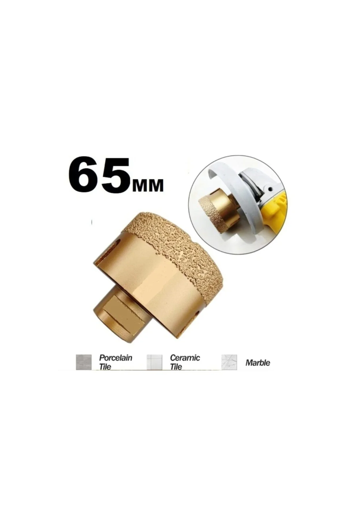 Mermer Granit Panç Fayans Seramik Beton Delme Pancı 65Mm Sarı Elm