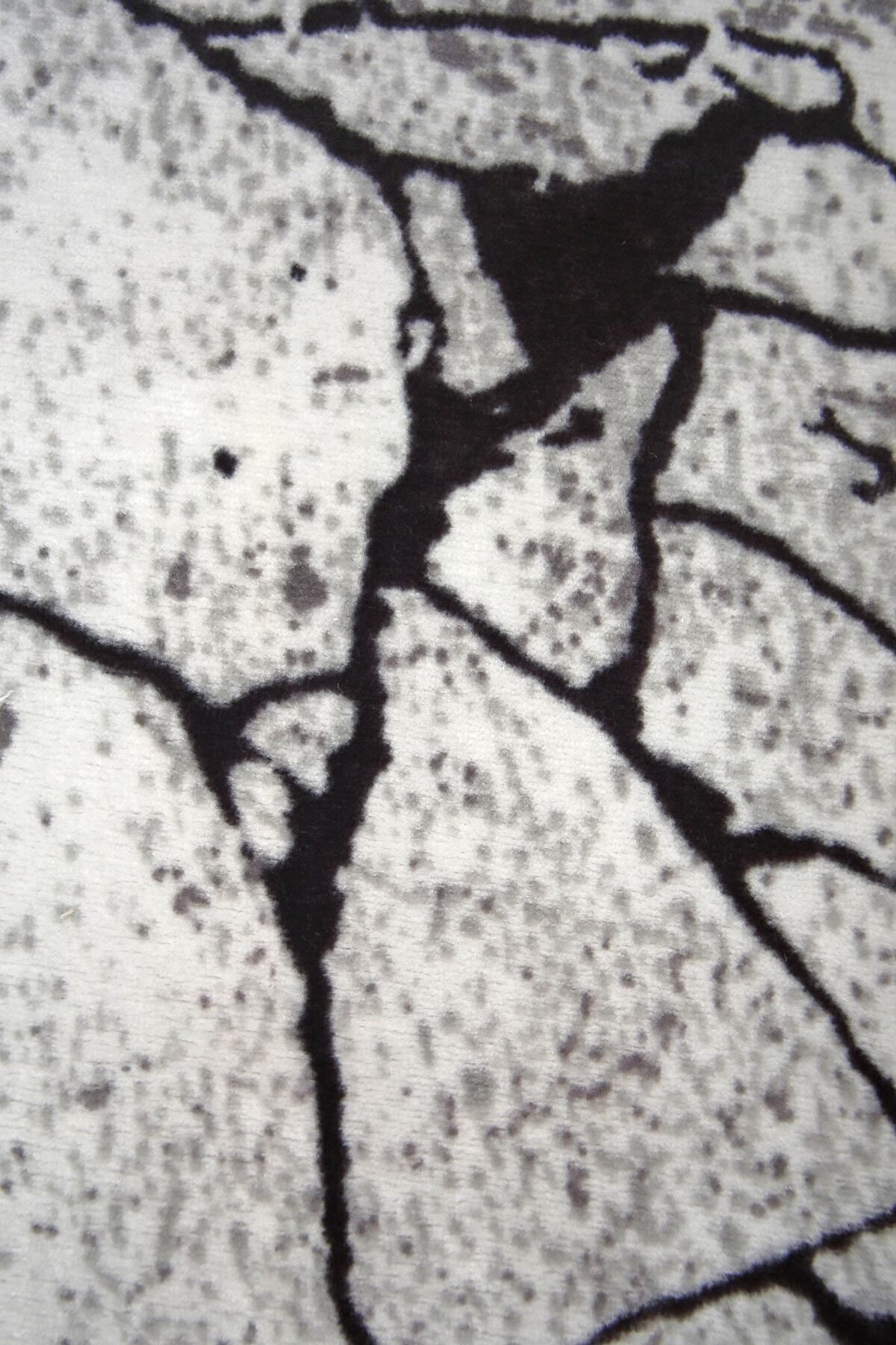 Dijidekor Mermer Gri Oval Halı Kaymaz Yıkanabilir Antibakteriyel Antistatik