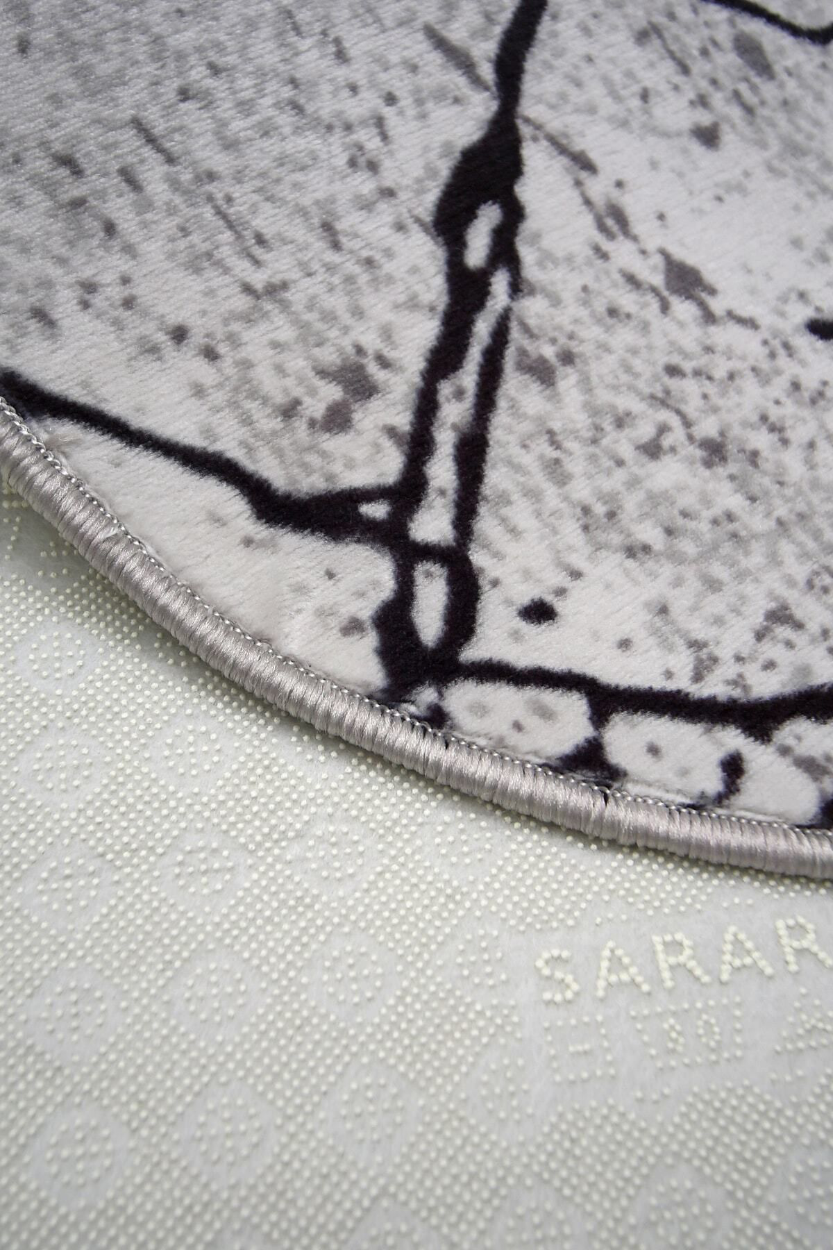 Dijidekor Mermer Gri Oval Halı