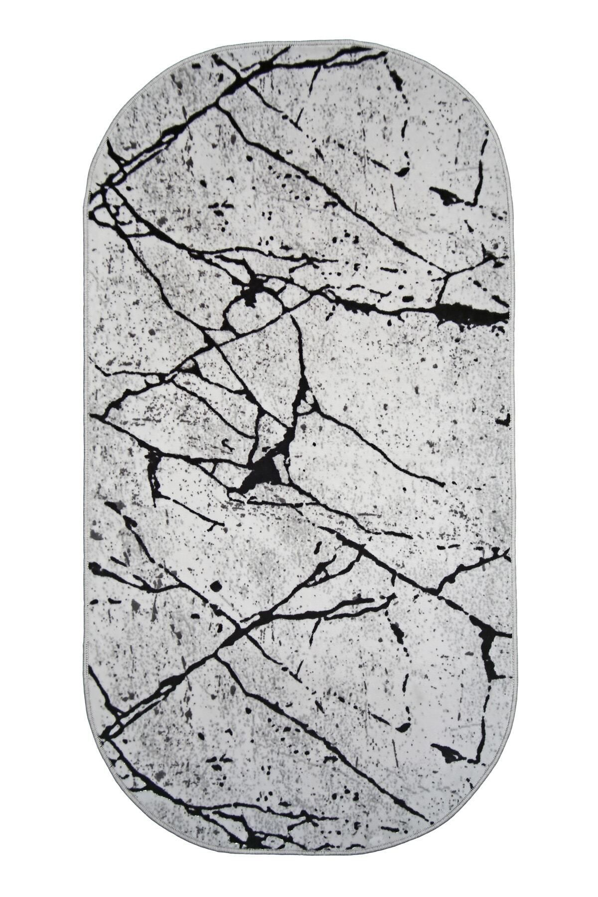 Dijidekor Mermer Gri Oval Halı