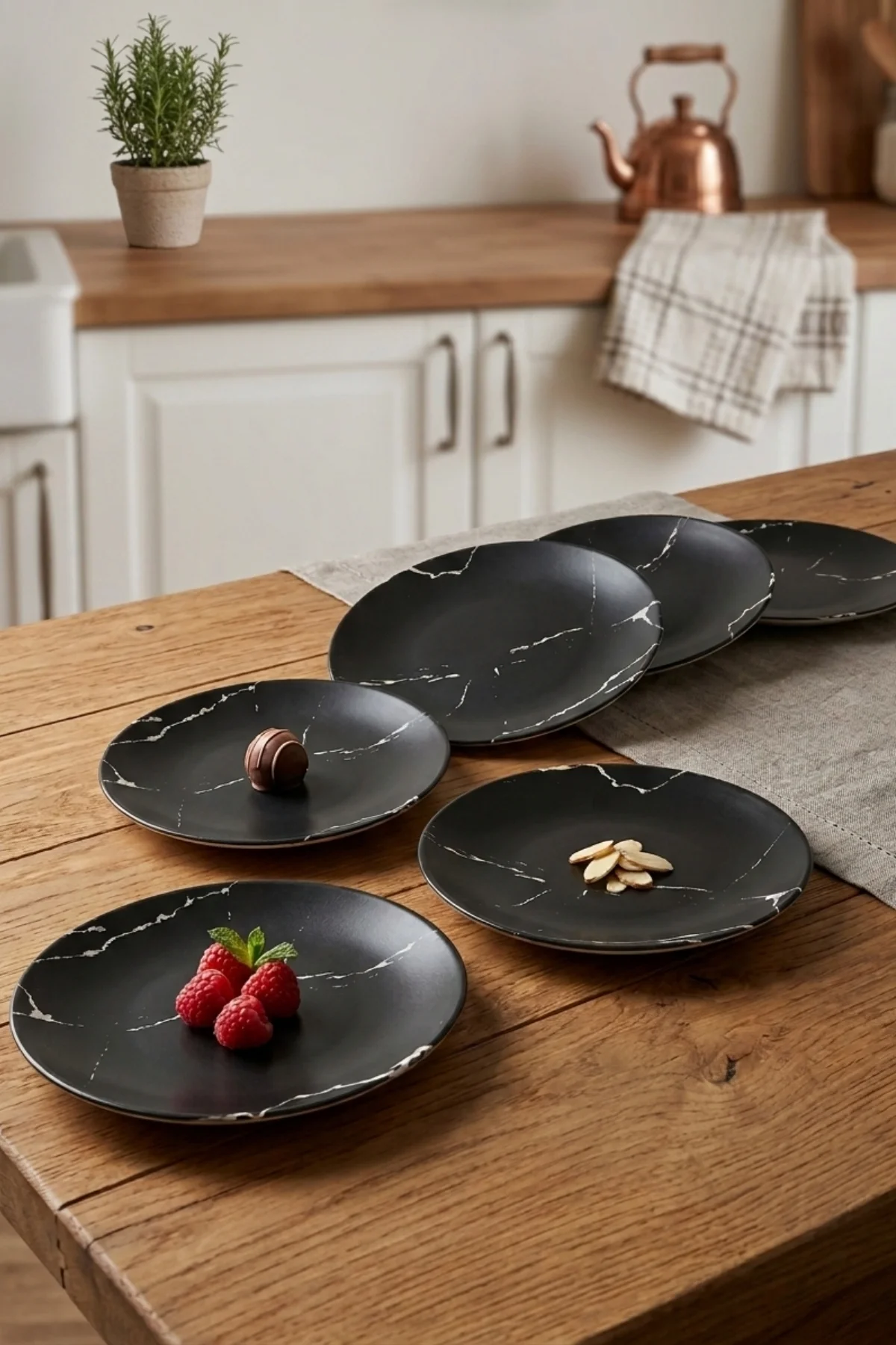 Mermer Pasta Tabağı 20 Cm 6 Adet