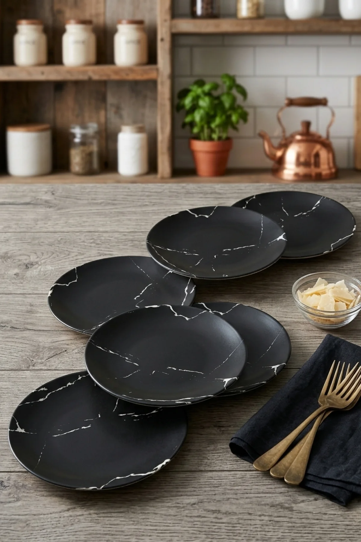 Mermer Pasta Tabağı 20 Cm 6 Adet