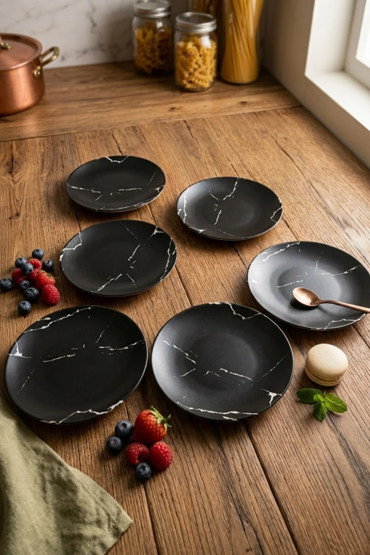 Mermer Pasta Tabağı 20 Cm 6 Adet
