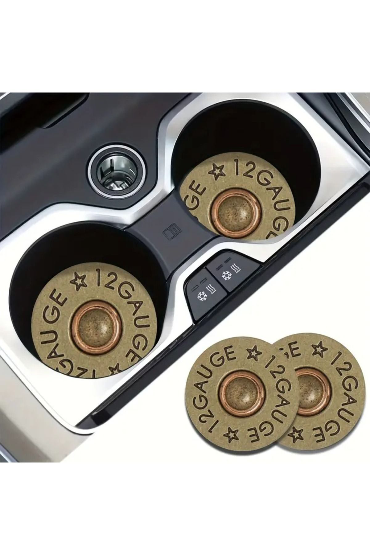 Mermi Tasarımlı Araba Bardak Altlığı & Kaymaz Mat 2 li