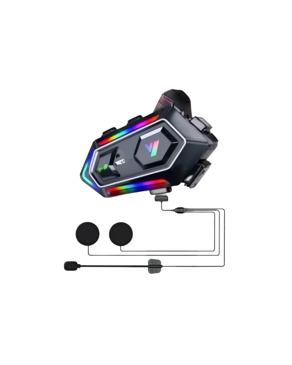 Mesafeli IPX6 Kask Kulaklık Sistemi - Gece Sürüşü İçin RGB Işıklandırma ve Yüksek Netlikli Intercom