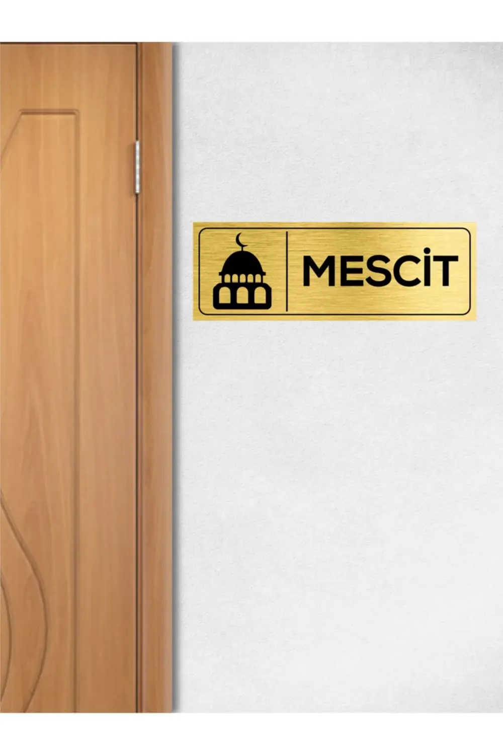 Mescit Kapı Yazısı 23cm X 8cm Metal Kapı Isimliği Gold