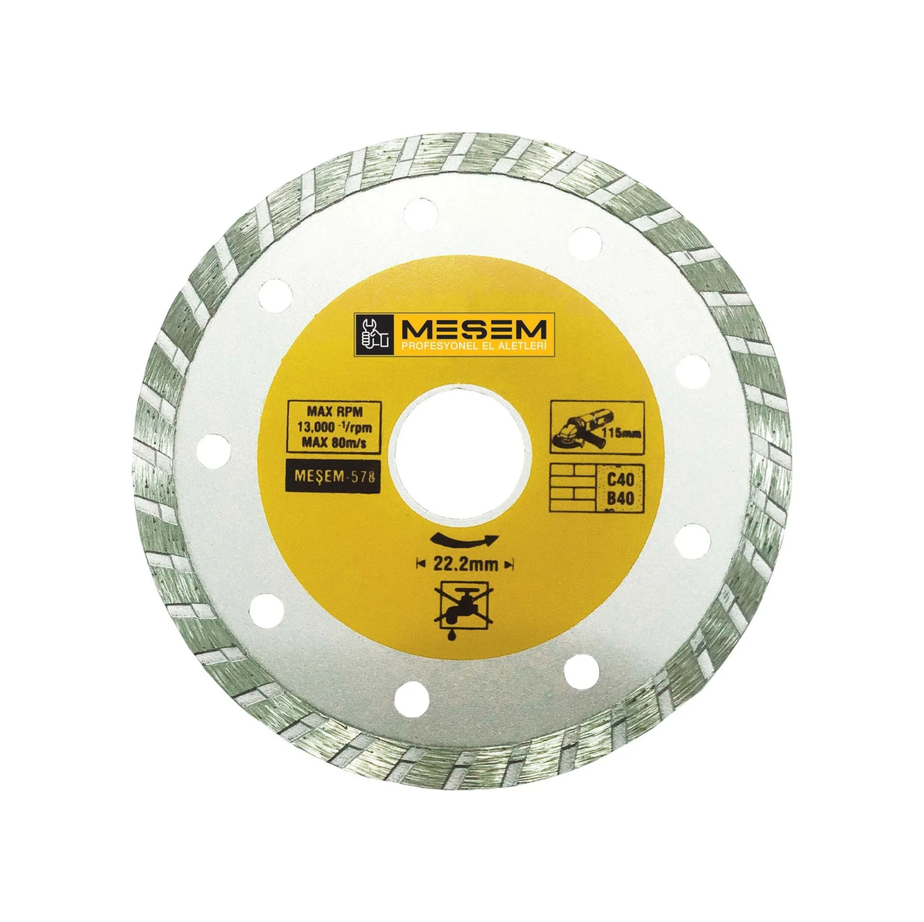 Meşem Granit Mermer Kesici Elmas Testere 180 Mm