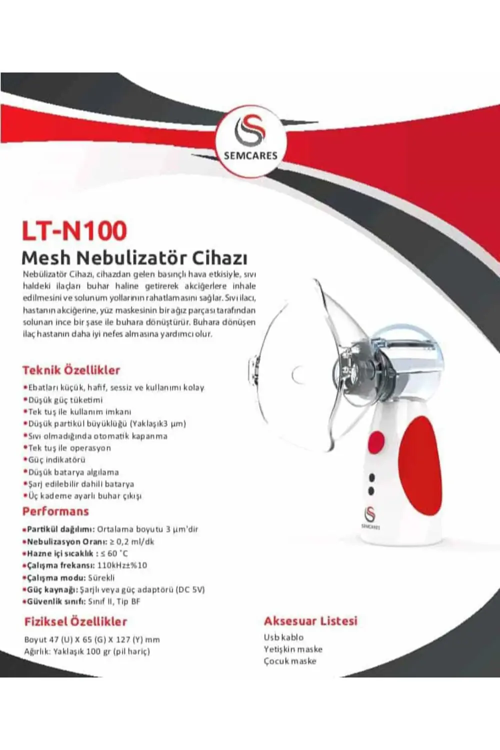 MESH NEBULİZATÖR LT-N100 ŞARJLI