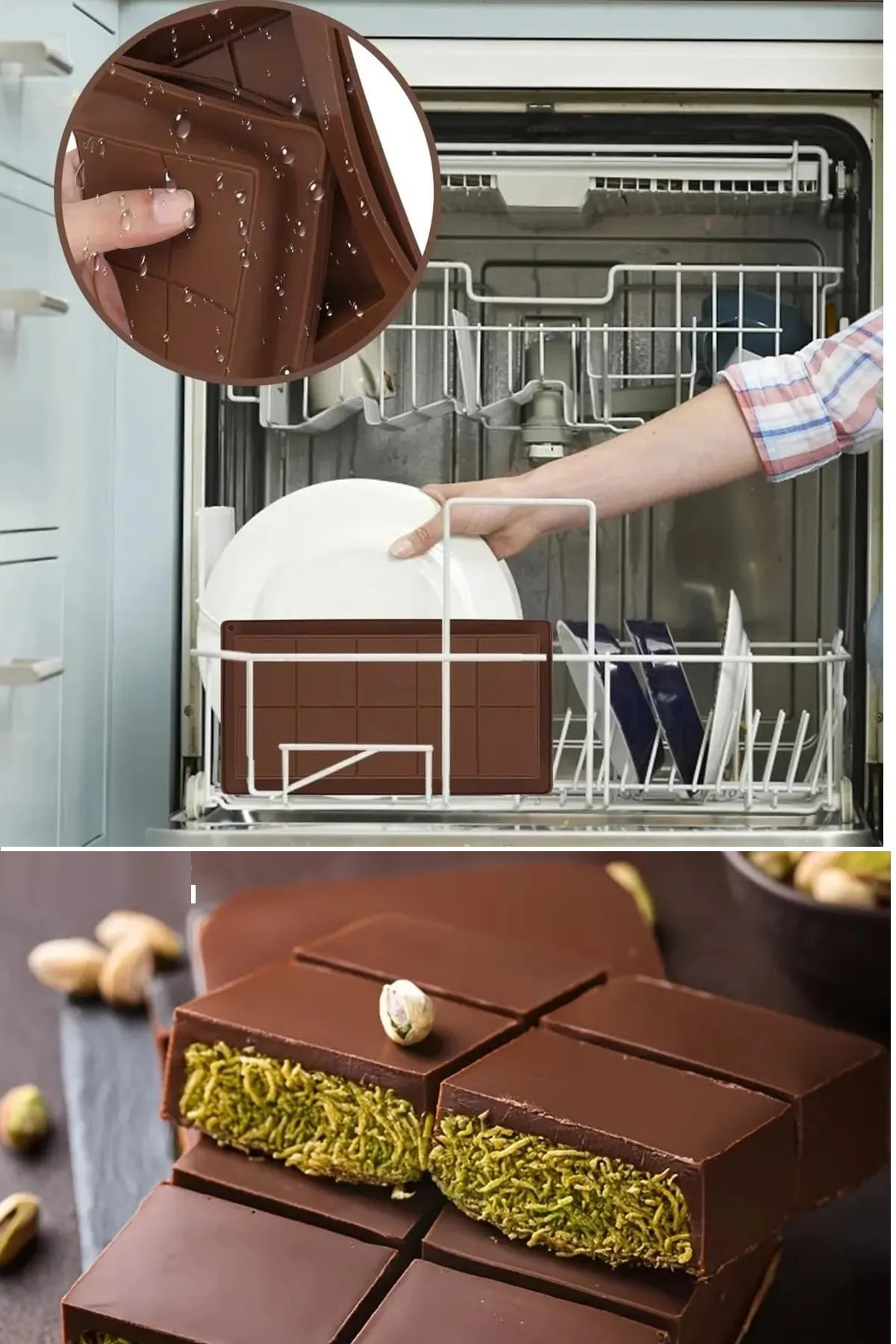 Hirospot Meşhur Dubai Çikolatası Kalıbı Silikon - Büyük Tablet Çikolata Mu