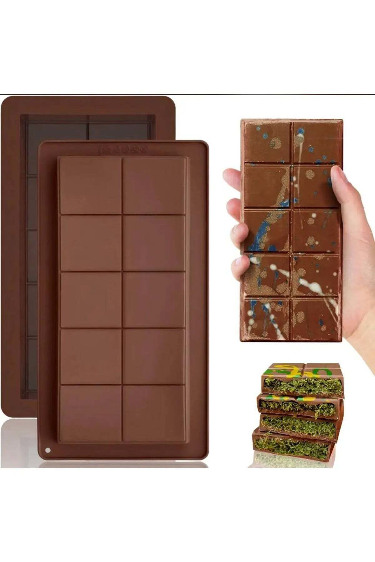 Hirospot Meşhur Dubai Çikolatası Kalıbı Silikon - Büyük Tablet Çikolata Mu