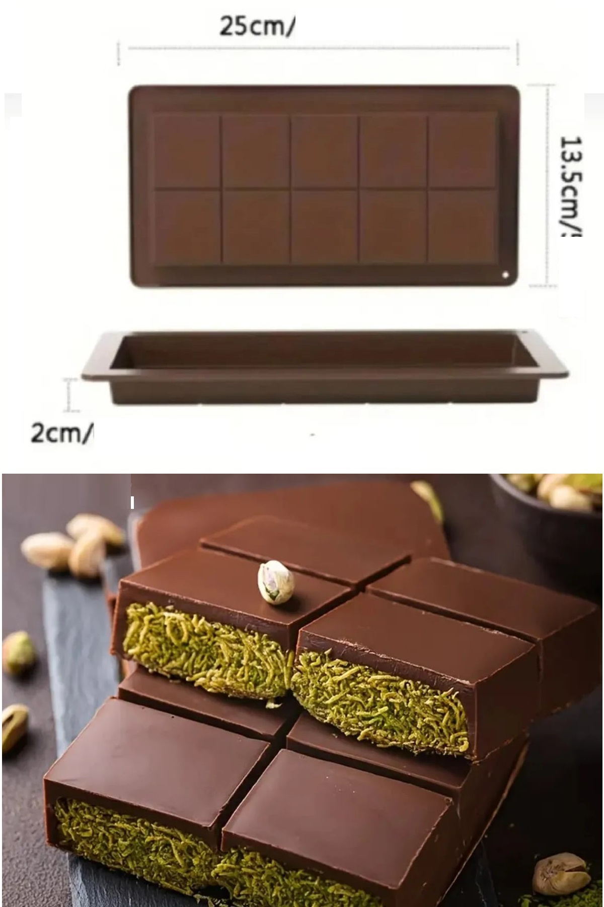 Hirospot Meşhur Dubai Çikolatası Kalıbı Silikon - Büyük Tablet Çikolata Mu