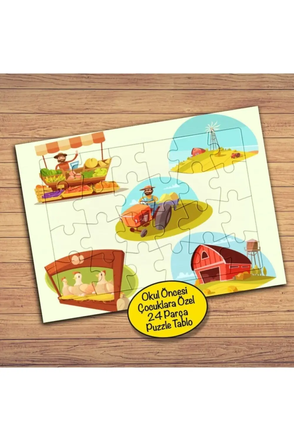 Meslek Öğreniyorum-çiftçilik 24 Parça Çocuklara Özel Yapboz Tablo