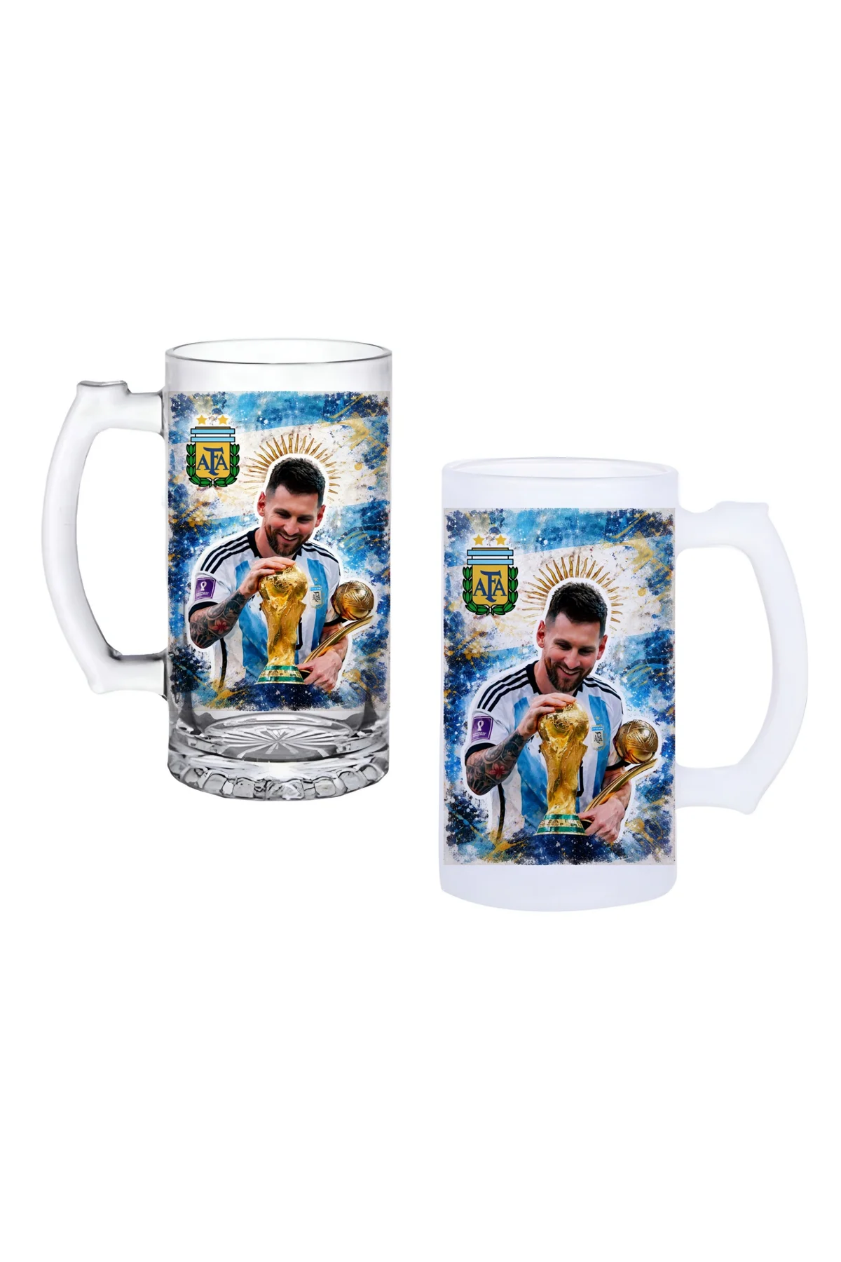 Messi Kulplu Bira Bardağı Buzlu veya Şeffaf Seçenekli 0159