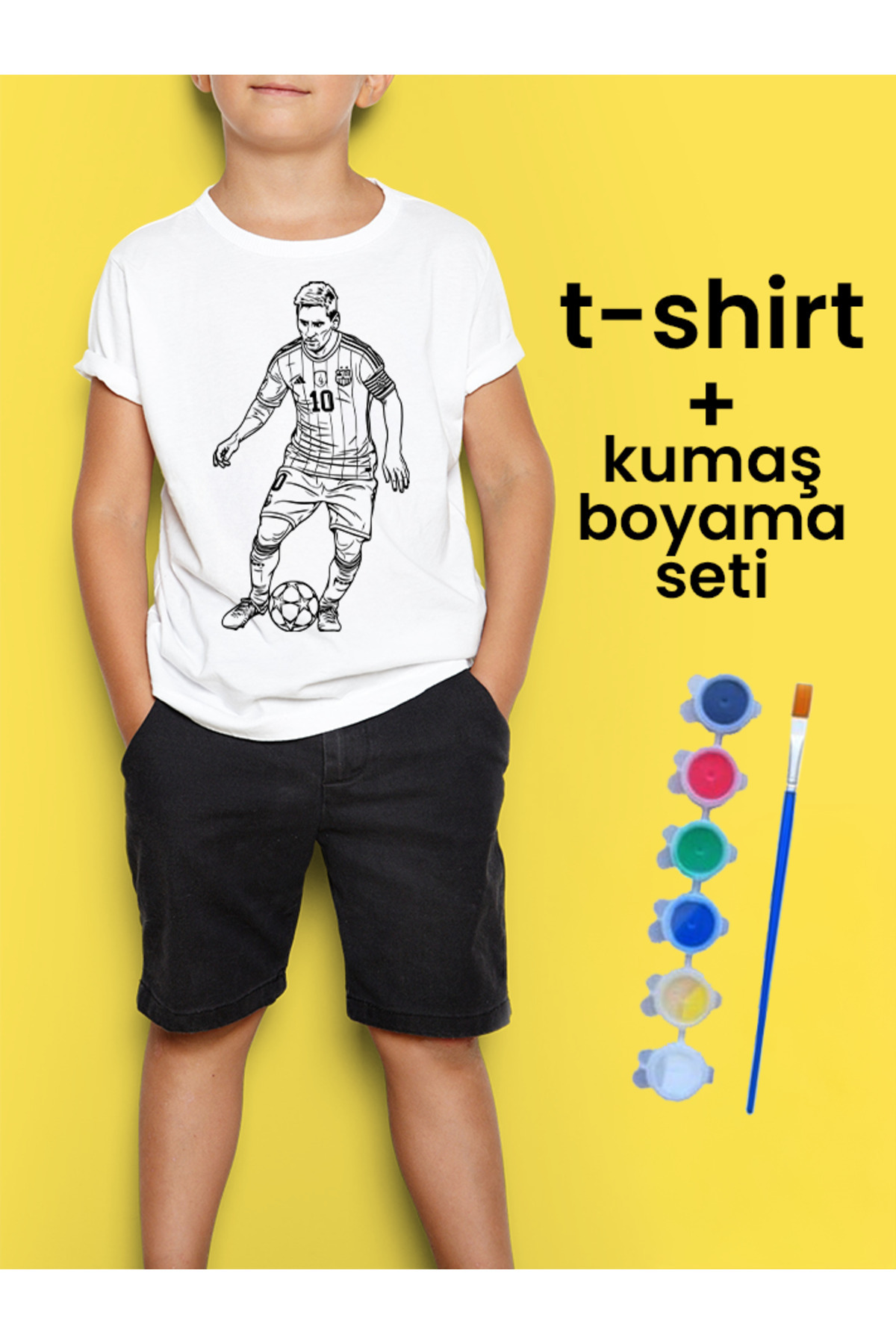 Messi Tişört Boyama Seti – Çocuk Full Set Fırçalı, Kreatif Elbise