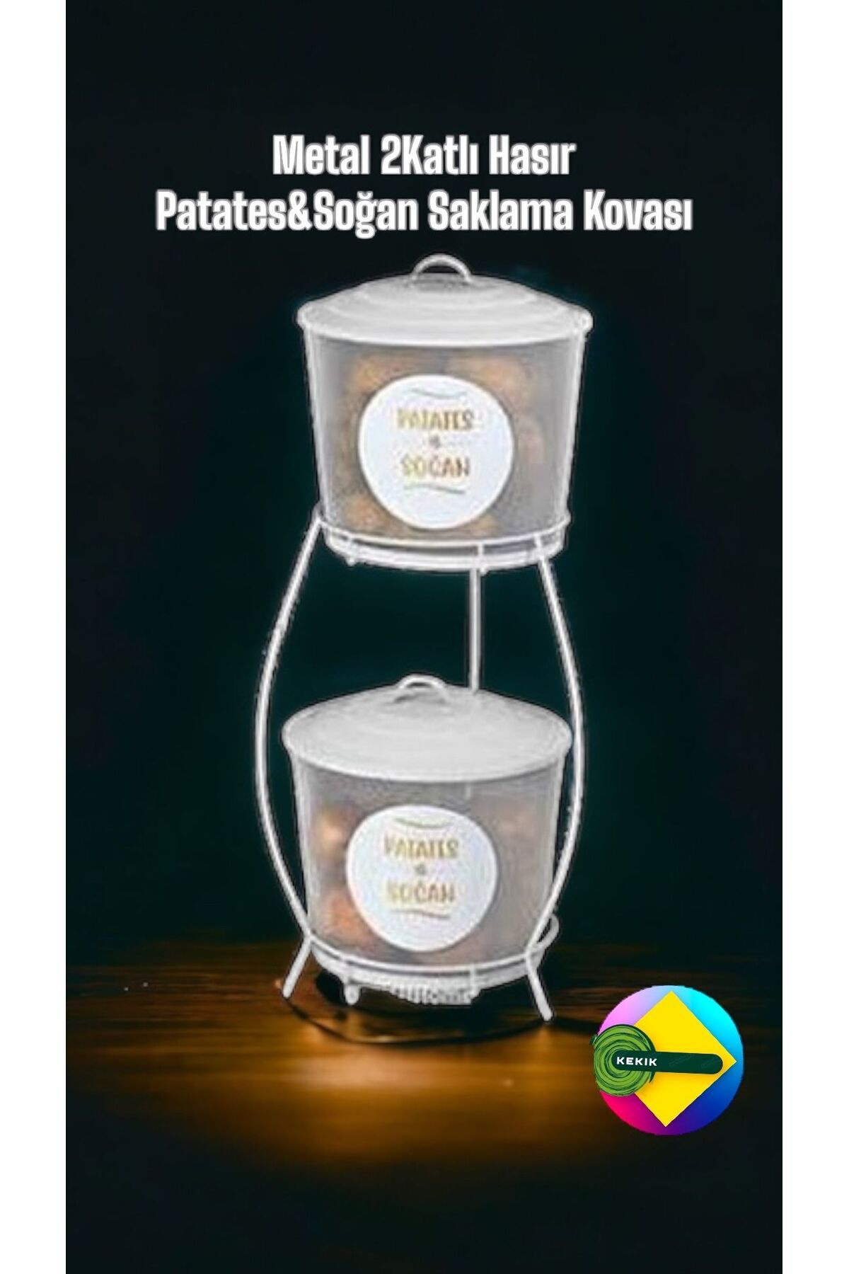 Kekikdükkan Metal 2 Katli Hasir Patates&Soğan Saklama Kovasi