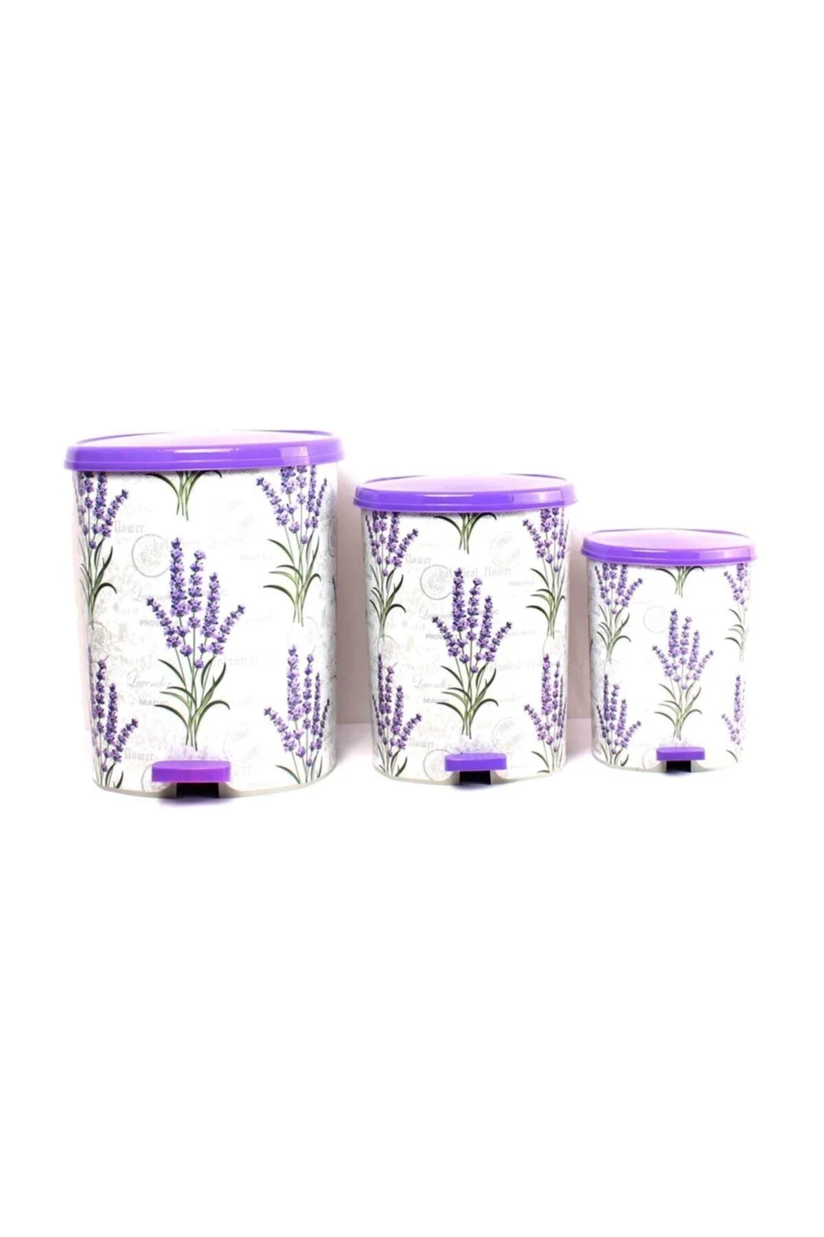 Metal 25 L beyaz mutfak tipi pedallı çöp kovası 3 adet set - 25 L Hacim - Ev &amp; Mobilya
