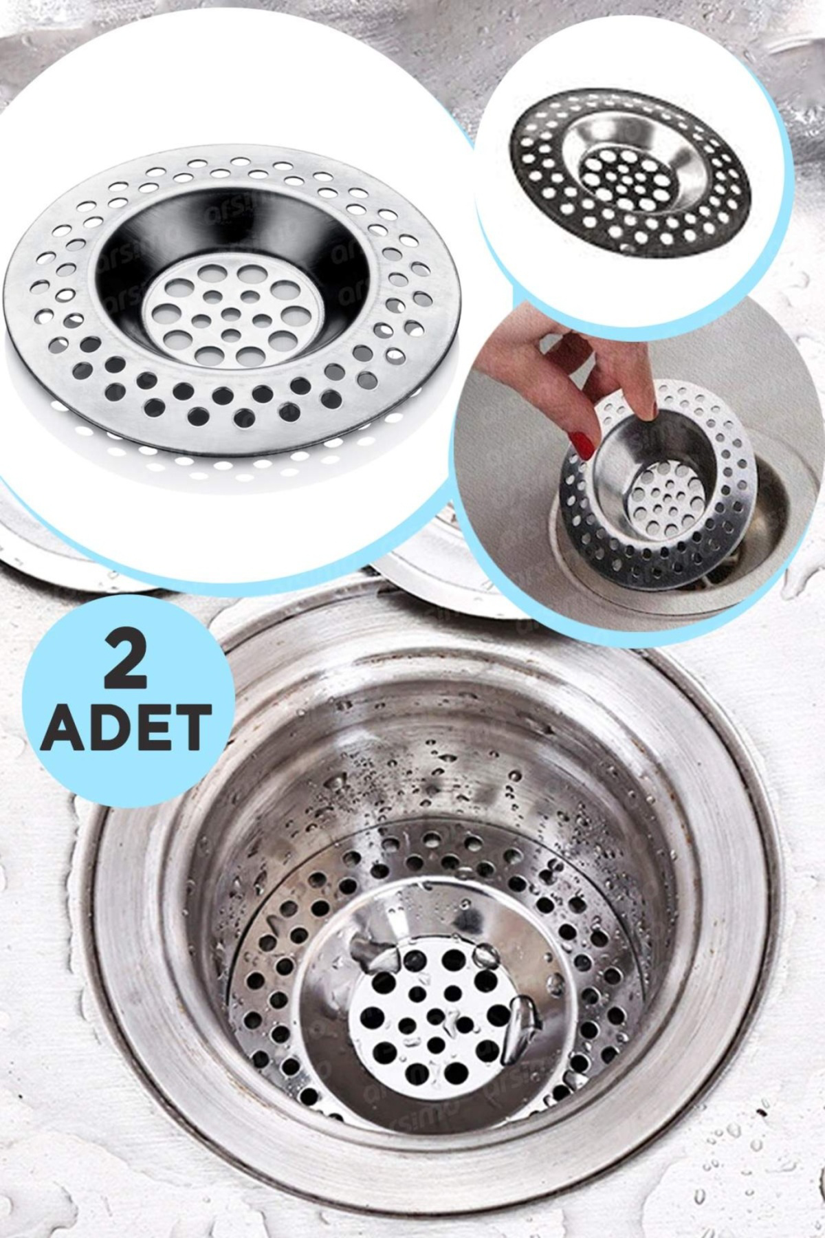 Metal 2'li Lüx Iri Delikli Lavabo Süzgeci
