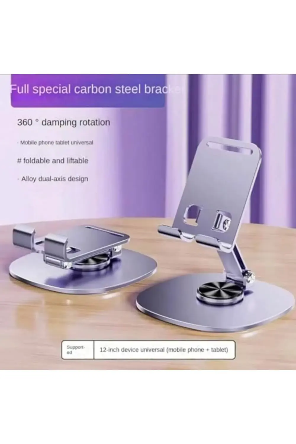 Metal 360 Derece Dönebilen Yk Masa Üstü Telefon Tutucu, Yüksekliğ