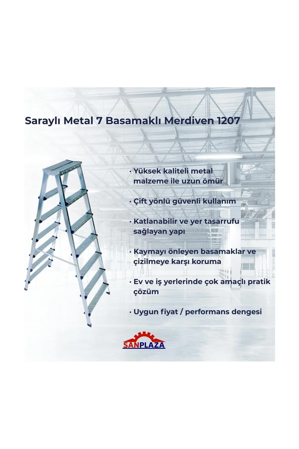 Metal 7+7 Basamaklı Çift Çıkışlı Merdiven 1207 - Görsel 2