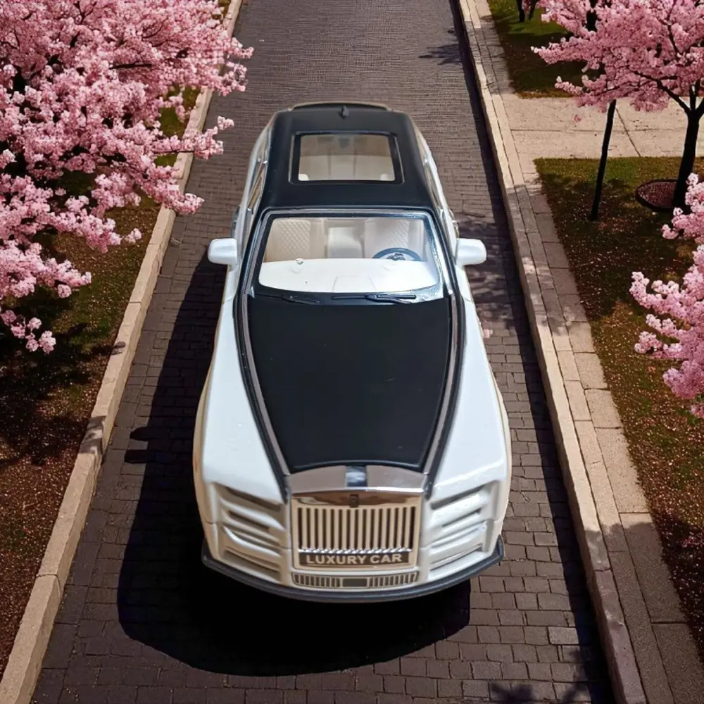 Metal Araba Çek Bırak Rolls Royce Krem Sesli ve Işıklı