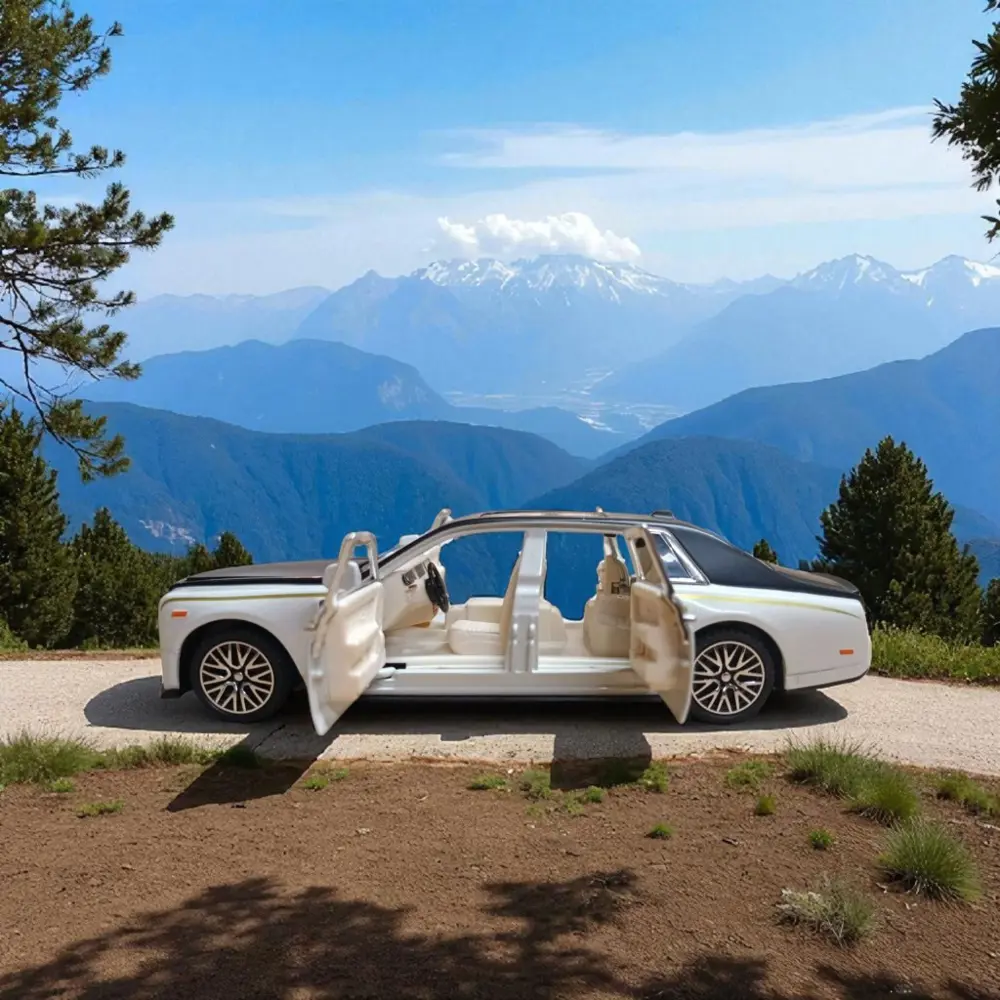 Metal Araba Çek Bırak Rolls Royce Krem Sesli ve Işıklı