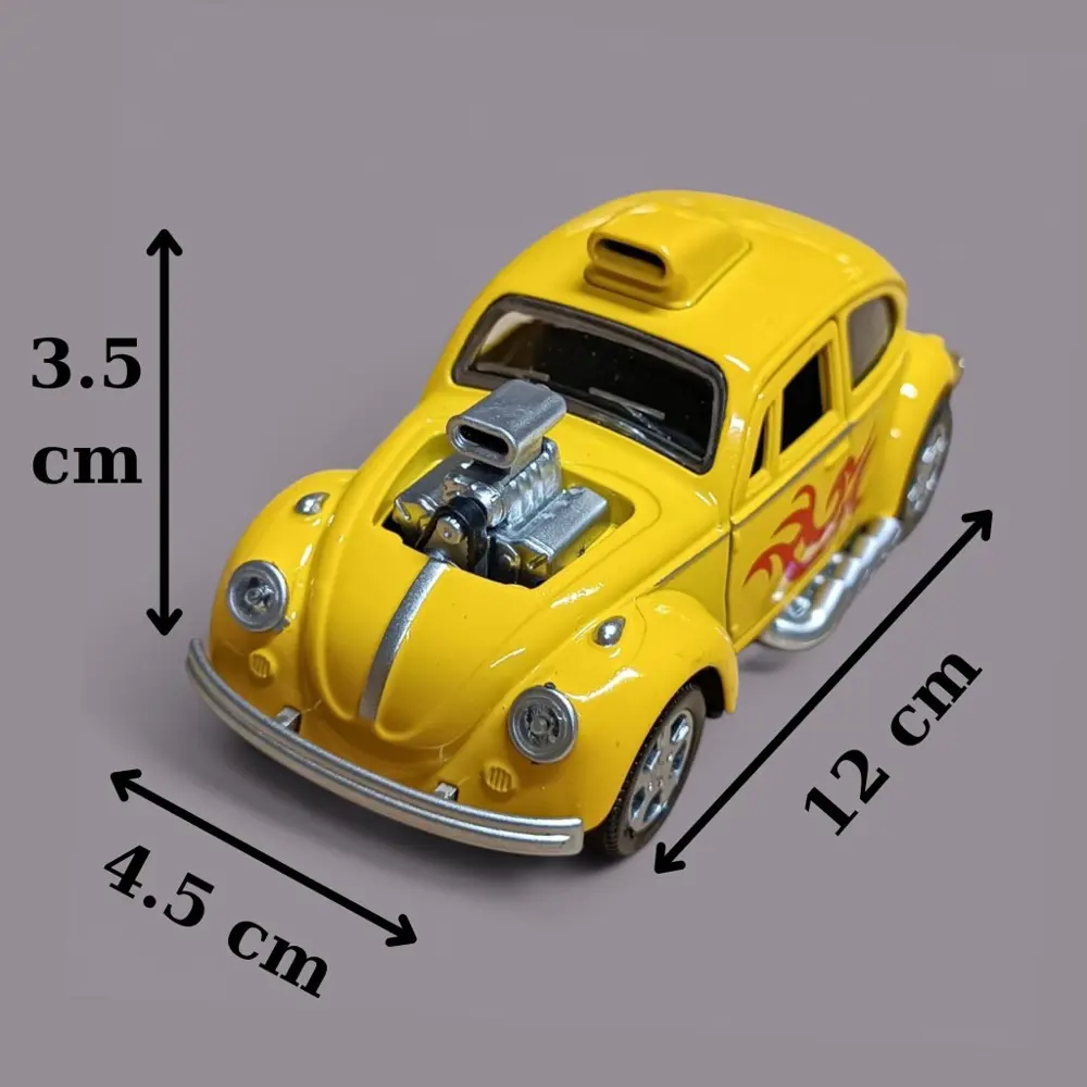 Metal Araba Çek Bırak Vw Bettle Modifiye Sarı Sesli ve Işıklı