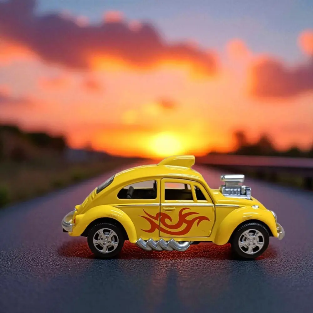 Metal Araba Çek Bırak Vw Bettle Modifiye Sarı Sesli ve Işıklı