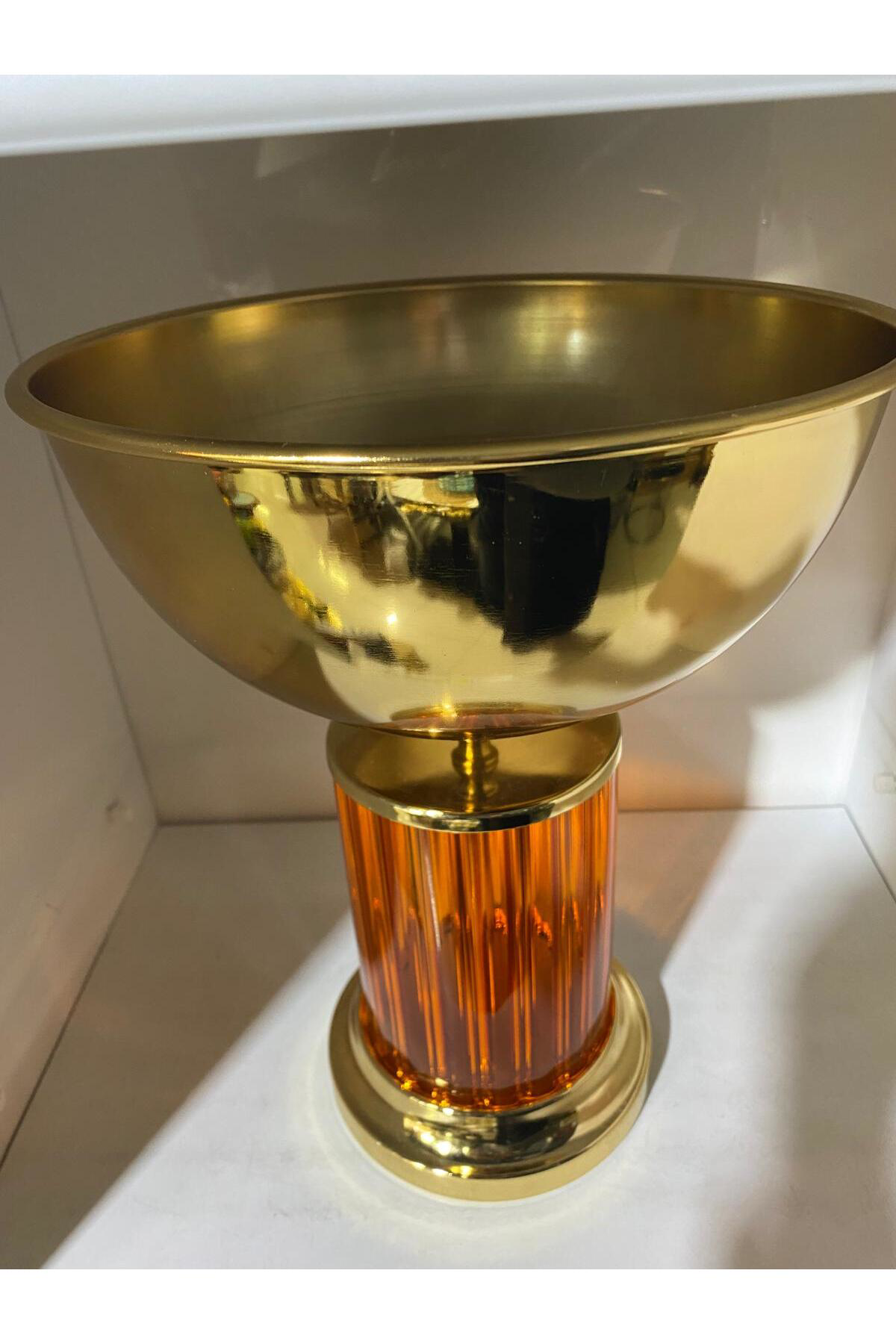 Elif Aksesuar Metal Ayaklı Dekoratif Cam Vazo (32,5X26cm)