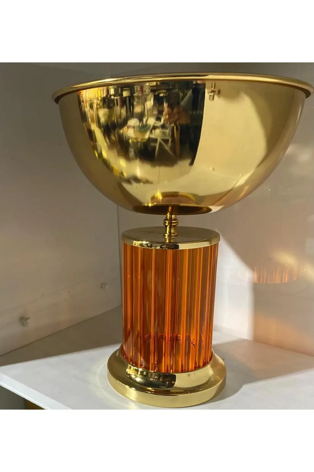 Metal Ayaklı Dekoratif Cam Vazo (32,5x26cm)